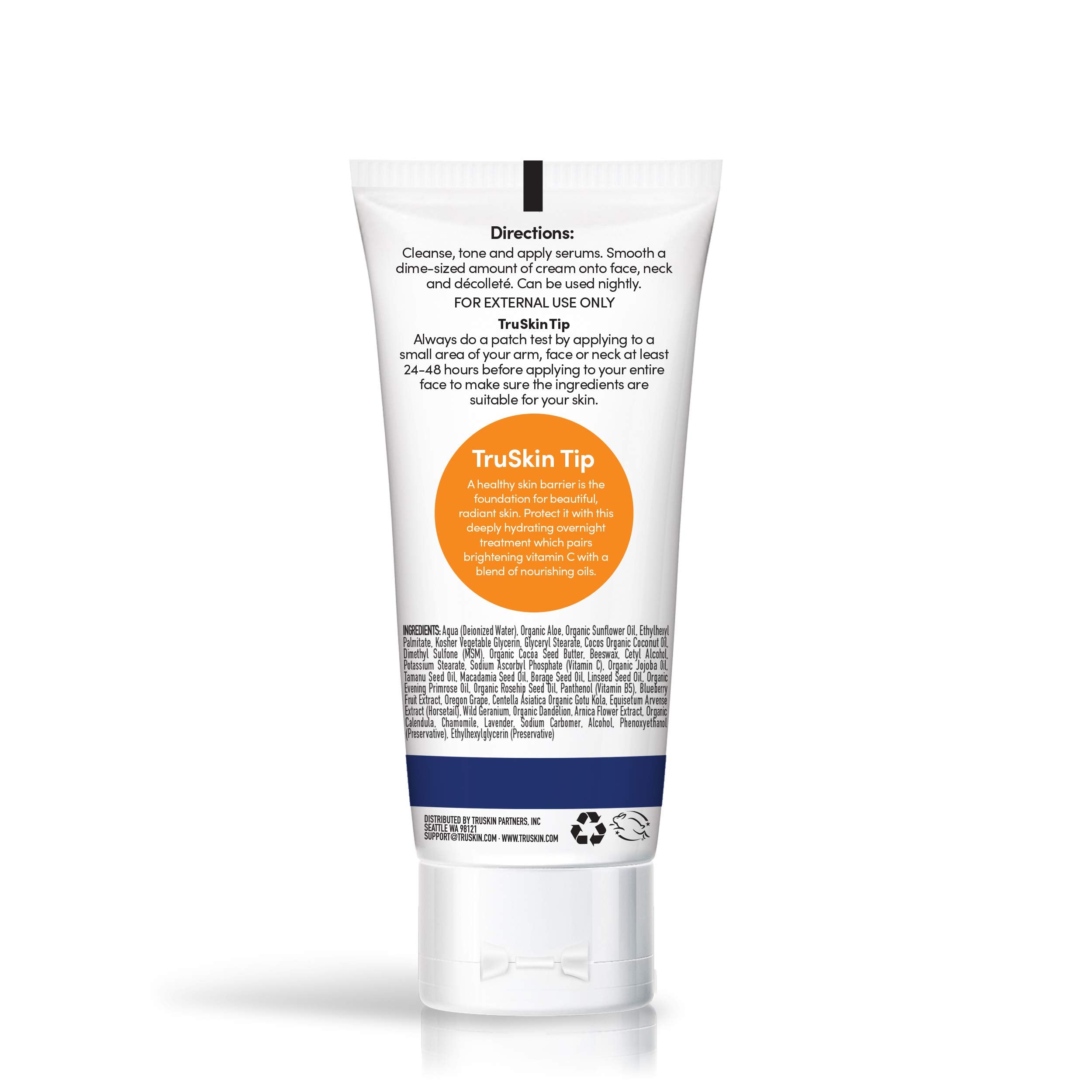 TruSkin Vitamin C Night Cream - Skins Natural Collagen Supporting Blend with Cocoa Butter, Vitamin B5, Botanical Essential Oils