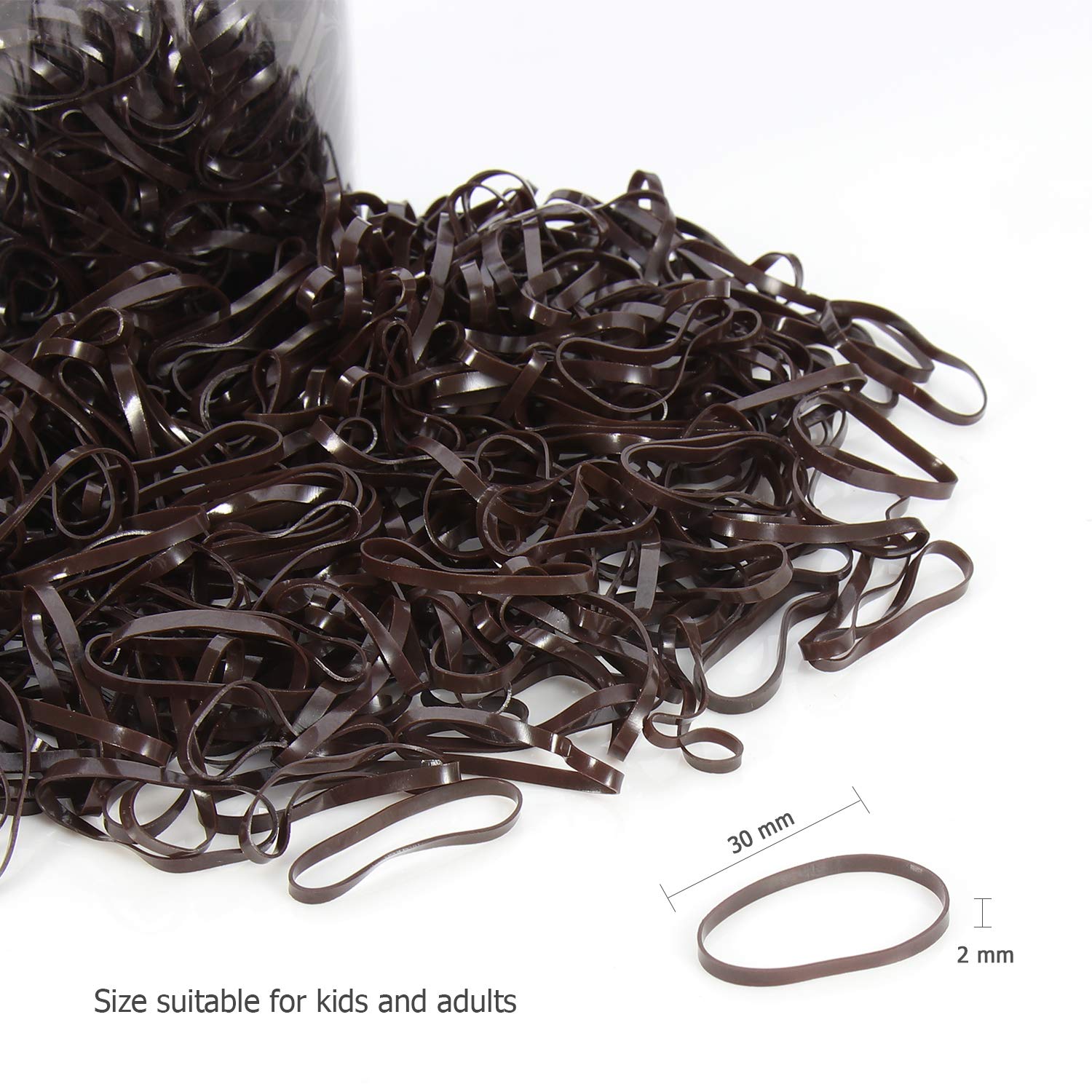 Hoyols Small Hair Elastics Brown, Premium Plastic Girls Hair Ties Strong Flexible Rubber Bands Tiny Mini Polybands Hair Bands Fo