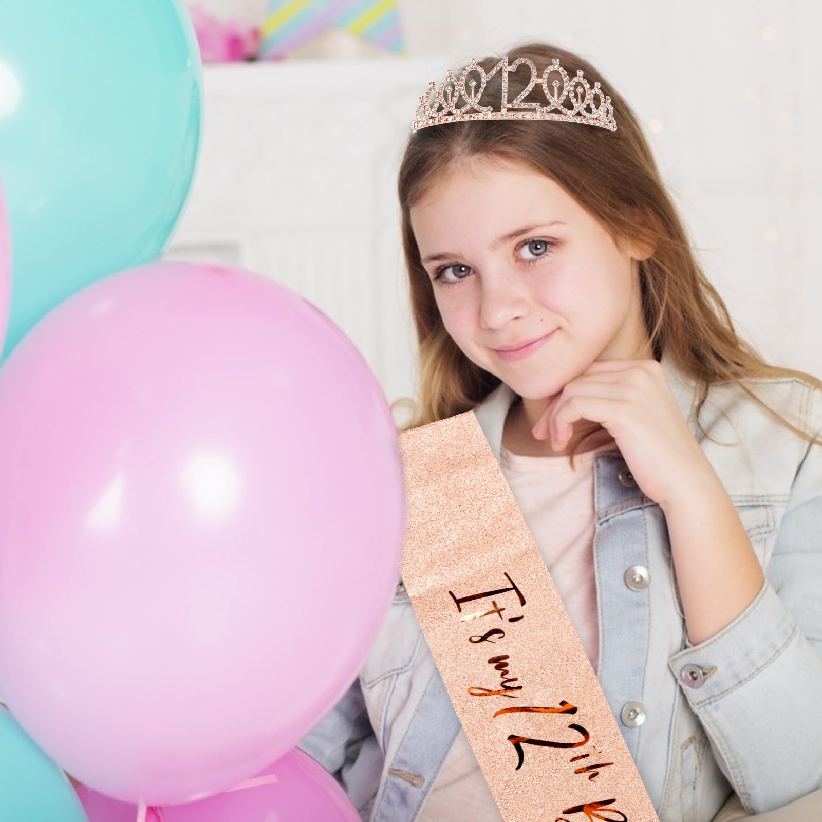 Cieher 12Th Birthday Crown + 12Th Birthday Sash + Pearl Pin Set, It'S My 12Th Birthday Sash, 12 Birthday Tiara, 12Th Birthday De