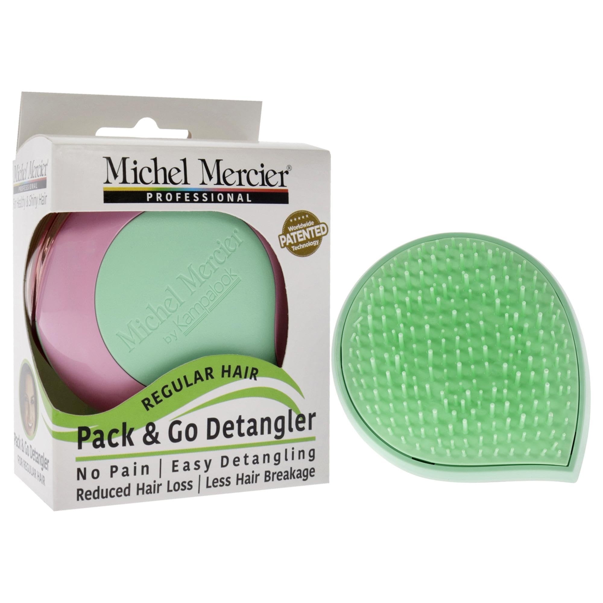 Michel Mercier Pack And Go Detangler - Unisex Detangling Hair Brush - Mini Portable Travel Size, Compact Brush - Regular Hair -