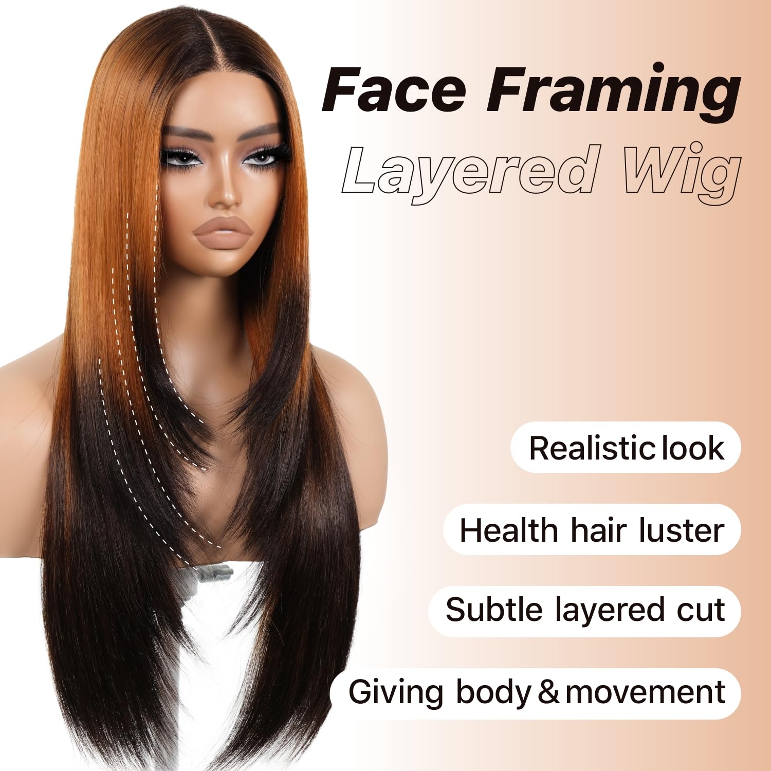 Brownbomb Ombre Orange Black Wear And Go Glueless Wigs Pre Plucked Pre Cut For Beginners Synthetic Lace Front Wigs With Bangs Lo