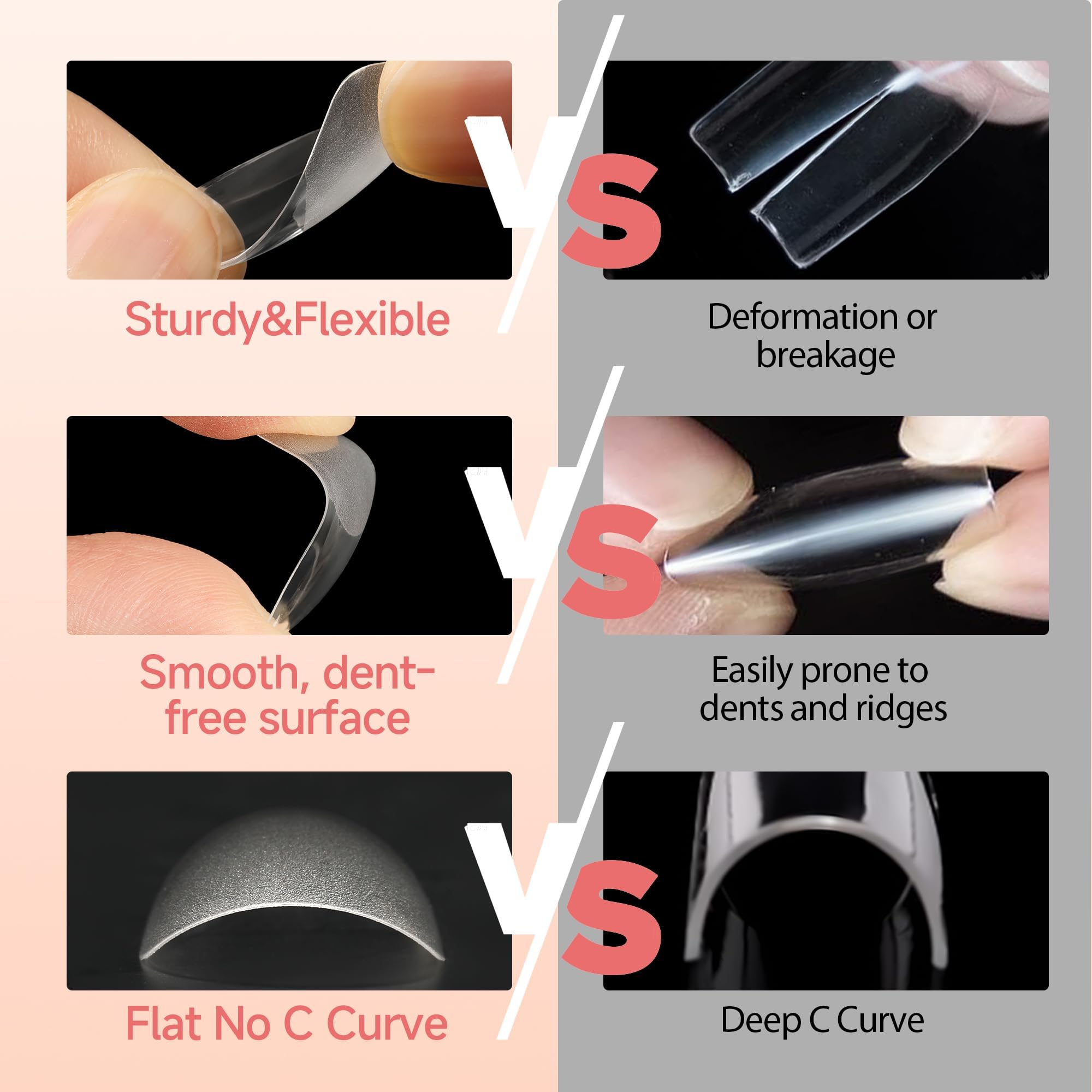 Una Gella Stiletto Gel X Nail Tips Full Cover 312Pcs No C Curve Stiletto Nail Tips Pre-Buff Press On Nails Half Matte Stiletto A