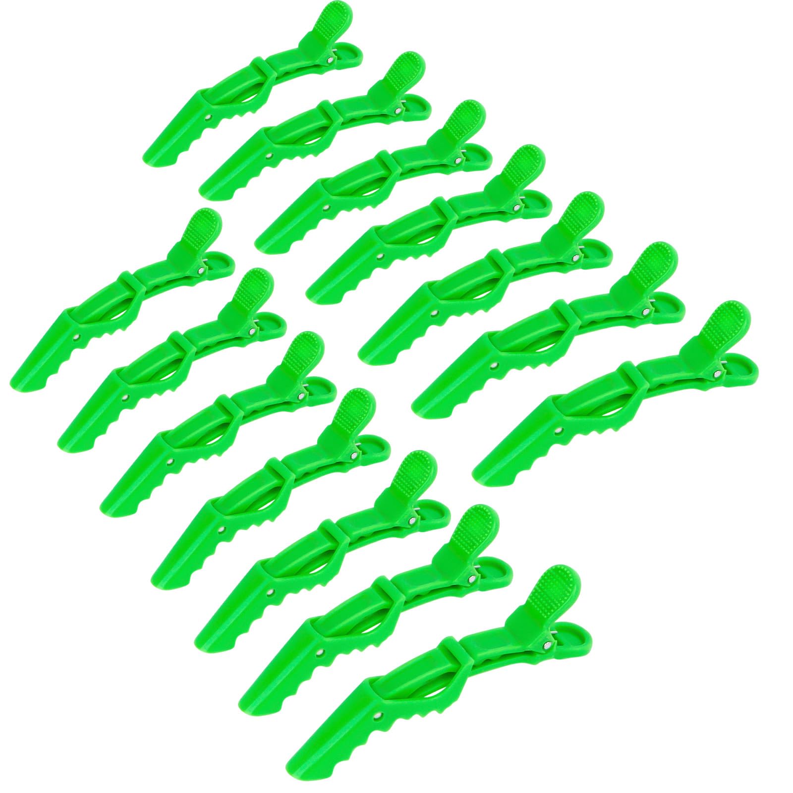 Ondder 14 Pcs Light Green Large Alligator Hair Clips for Hair Styling Sectioning, Professional Strong Hold for Barber Hair Color