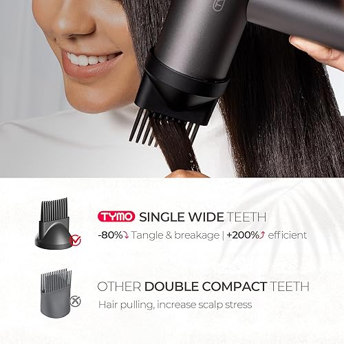 Tymo Hair Dryer With Diffuser For Curly Hair, 1500W Professional High Speed Ionic Blow Dryer With Comb, 110,000Rpm Fast Dry, 4 T