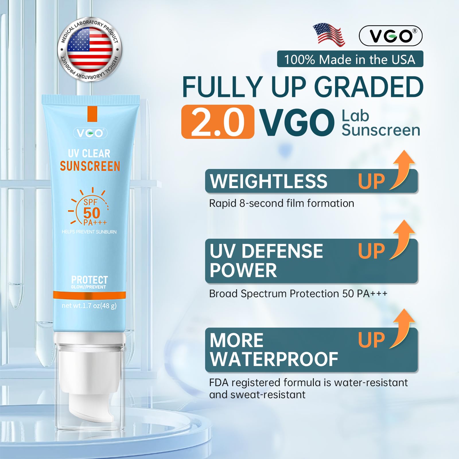 VGO Mineral Sunscreen for Face, Reef Safe Sunscreen, Oil-Free Face Moisturizer with SPF 50, Broad-Spectrum UVA/UVB Protection, L
