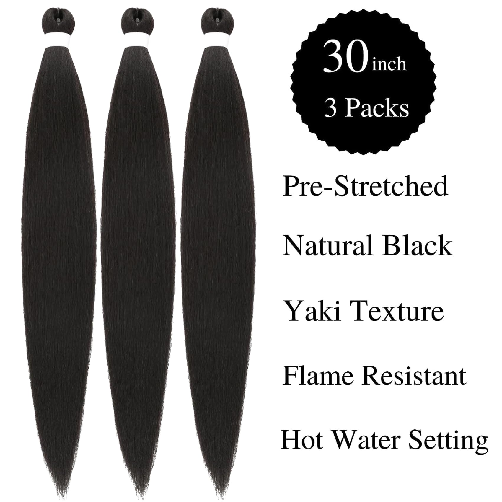 Gozill 30Inch Braiding Hair Pre Stretched Black Kanekalon Prestretched Braiding Hair Ez Braid Colored Braiding Hair Extension 30