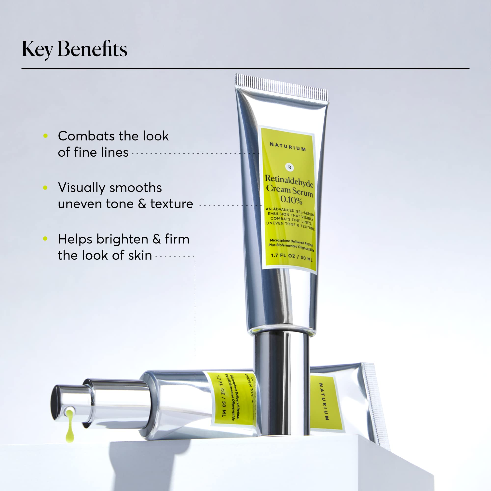 Naturium Retinaldehyde Cream Serum 0.10%, Advanced Anti-Aging & Smoothing Potent Face & Skin Care, 1.7 oz