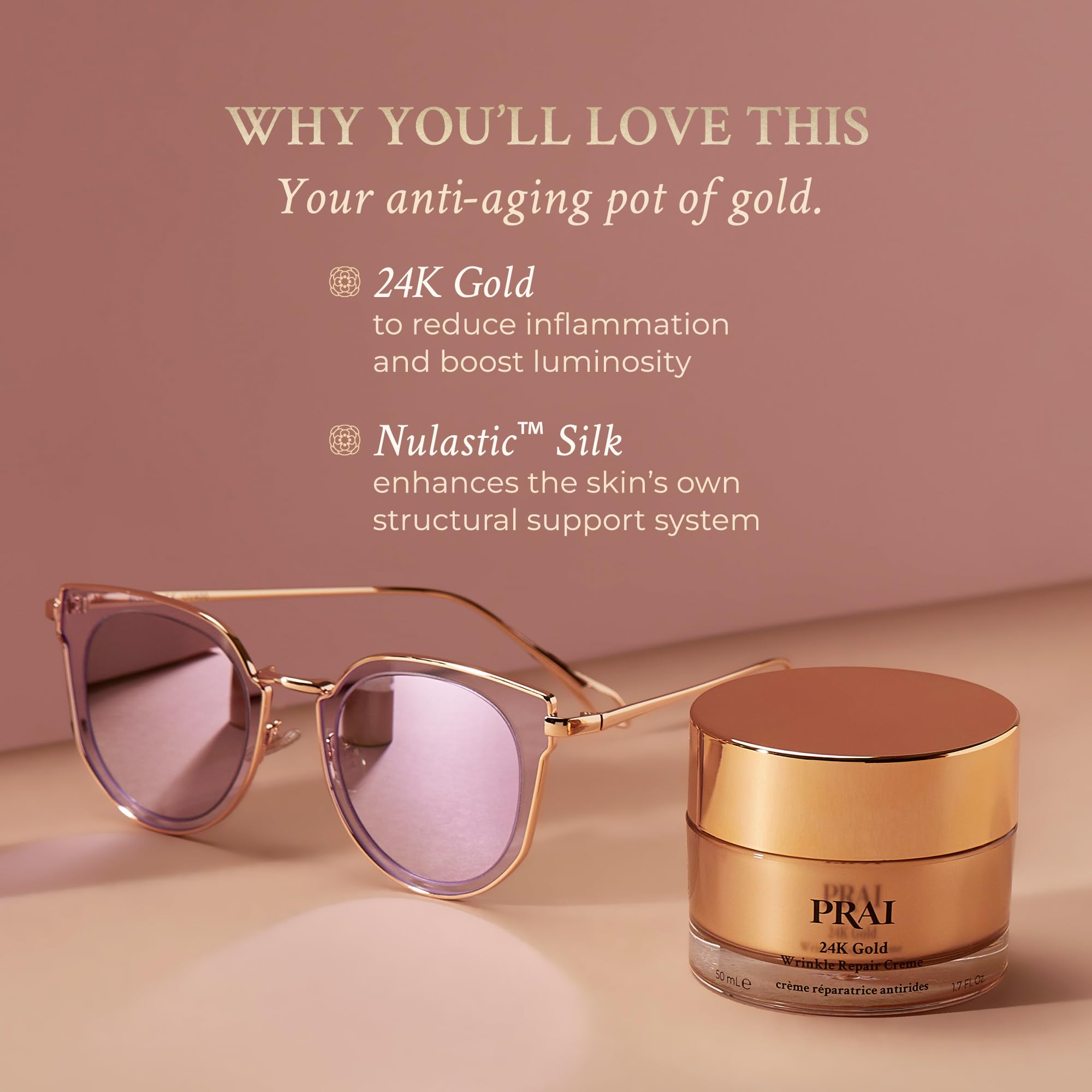 Prai Beauty 24K Gold Creme - Face Moisturizer, Skincare Product, 1.7 Oz