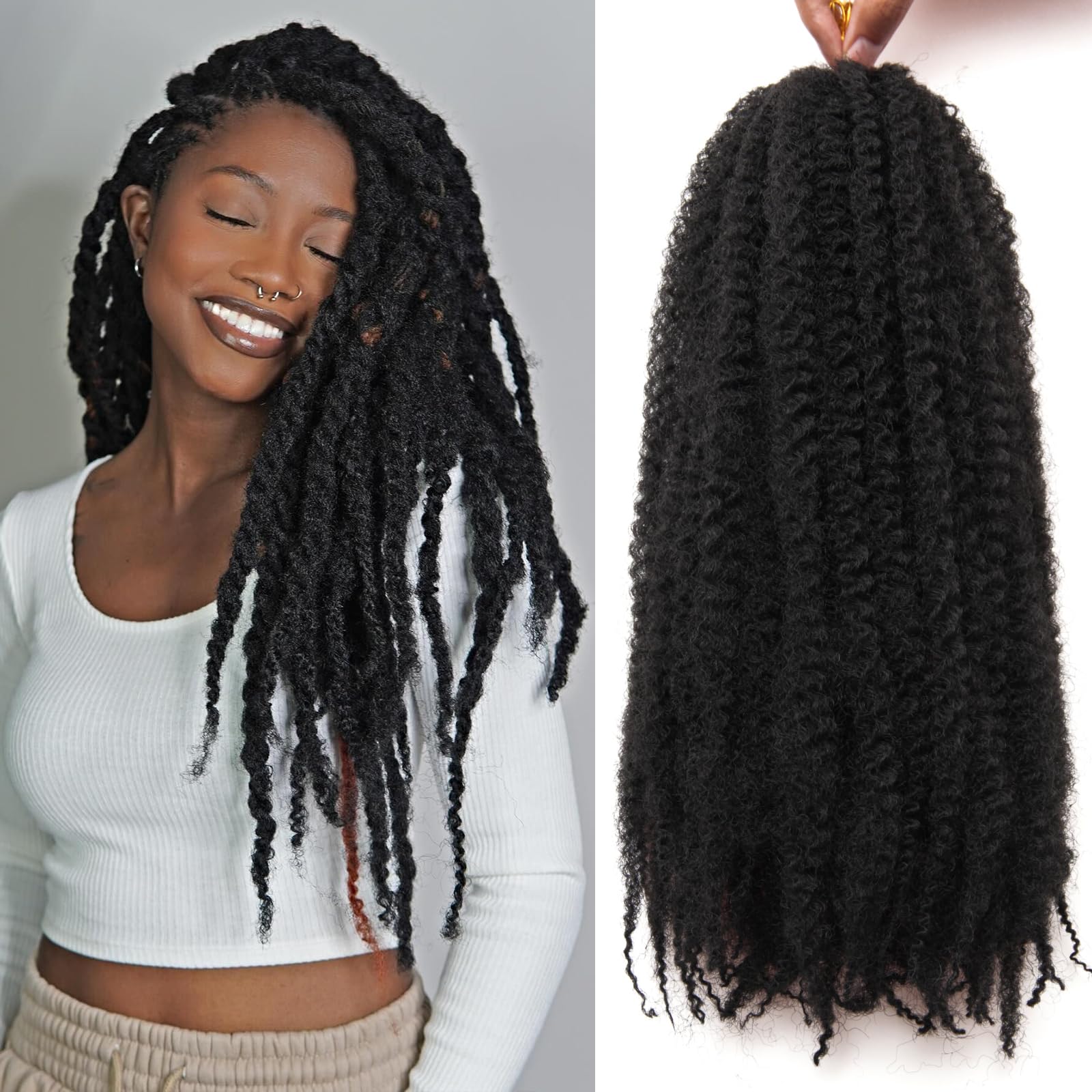 Marley Twist Braiding Hair 18 Inch Marley Twist Hair 8 Packs Cuban Twist Hair Afro Kinky Crochet Hair Synthetic Marley Hair Exte
