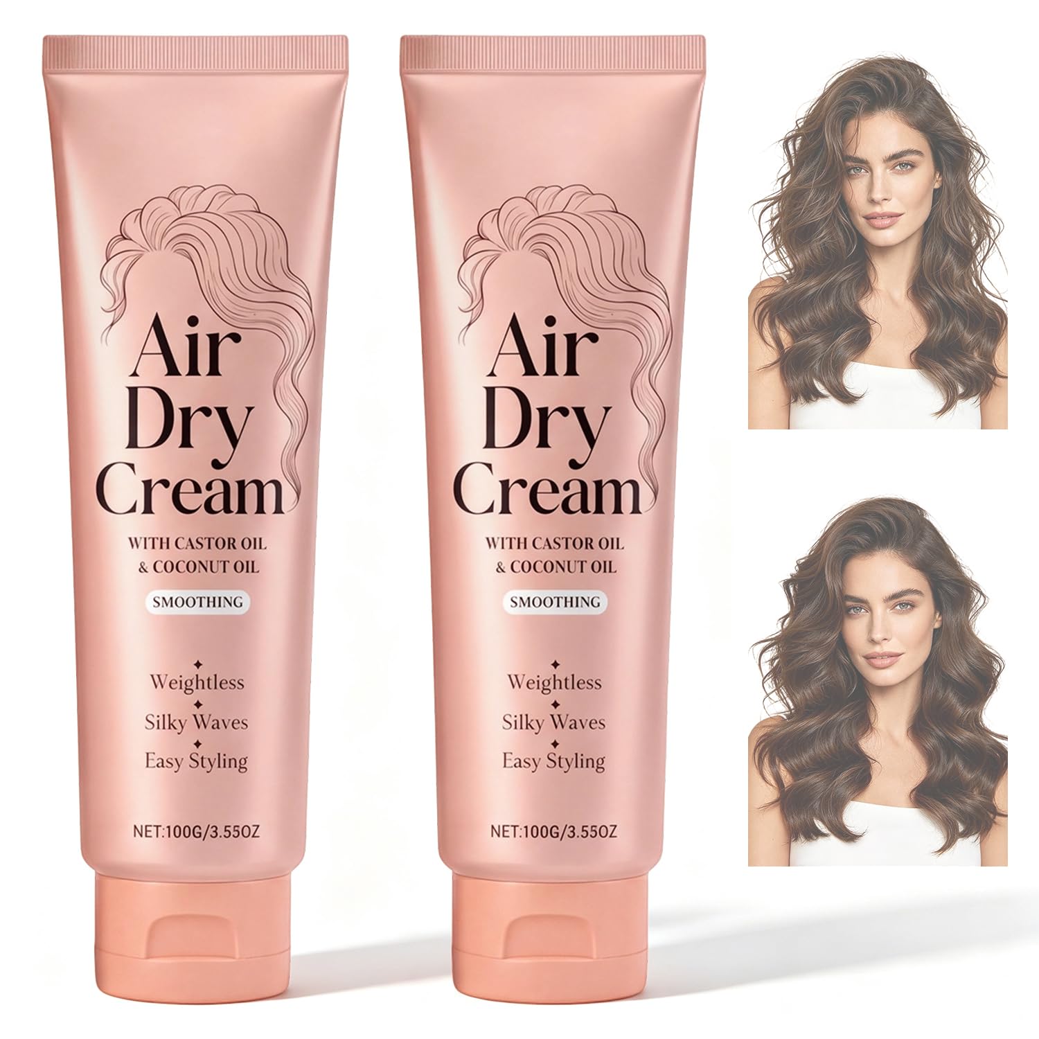 dssuoa 2Pcs Air Dry Cream,Air Dry Cream for Hair,Smoothing Styling Cream,Professional Hair Care Cream,Lightweight Soft Hold,Hair
