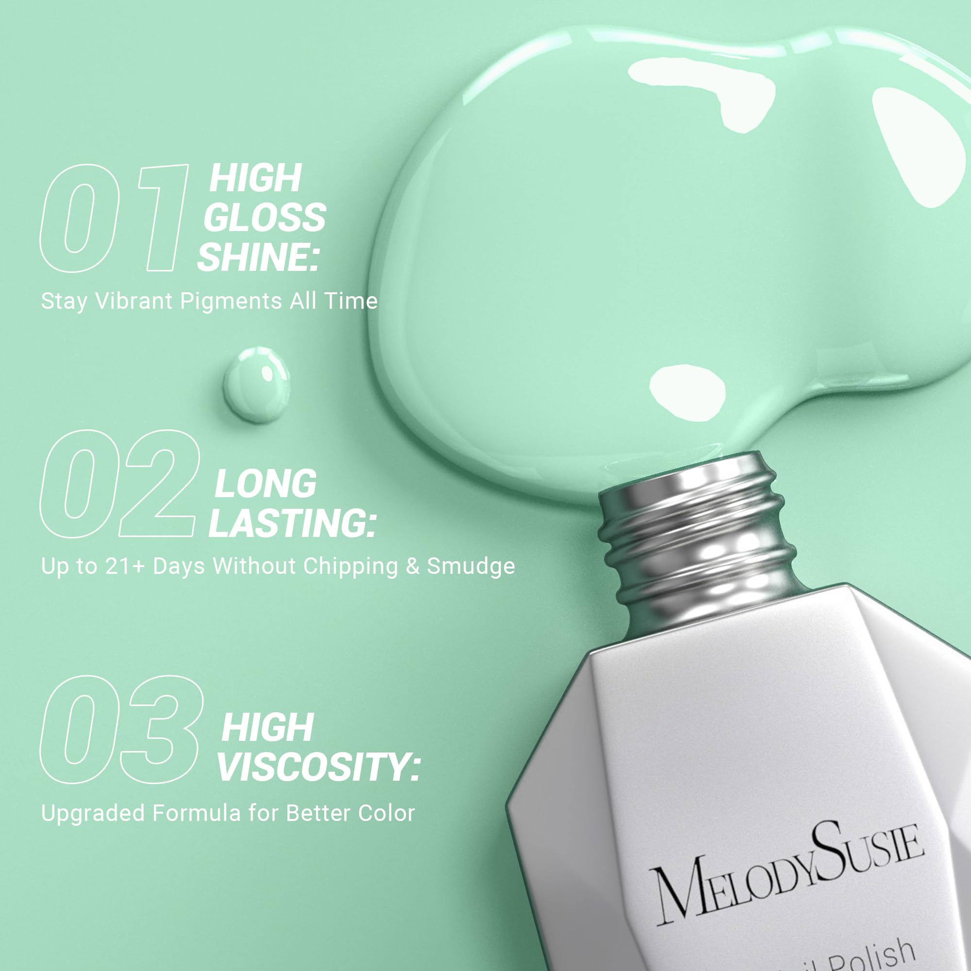 Melodysusie Thick Green Gel Nail Polish,0.5Fl Oz Mint Green Color Soak Off Uv Led Light Green Gel Polish Christmas Day Gift For