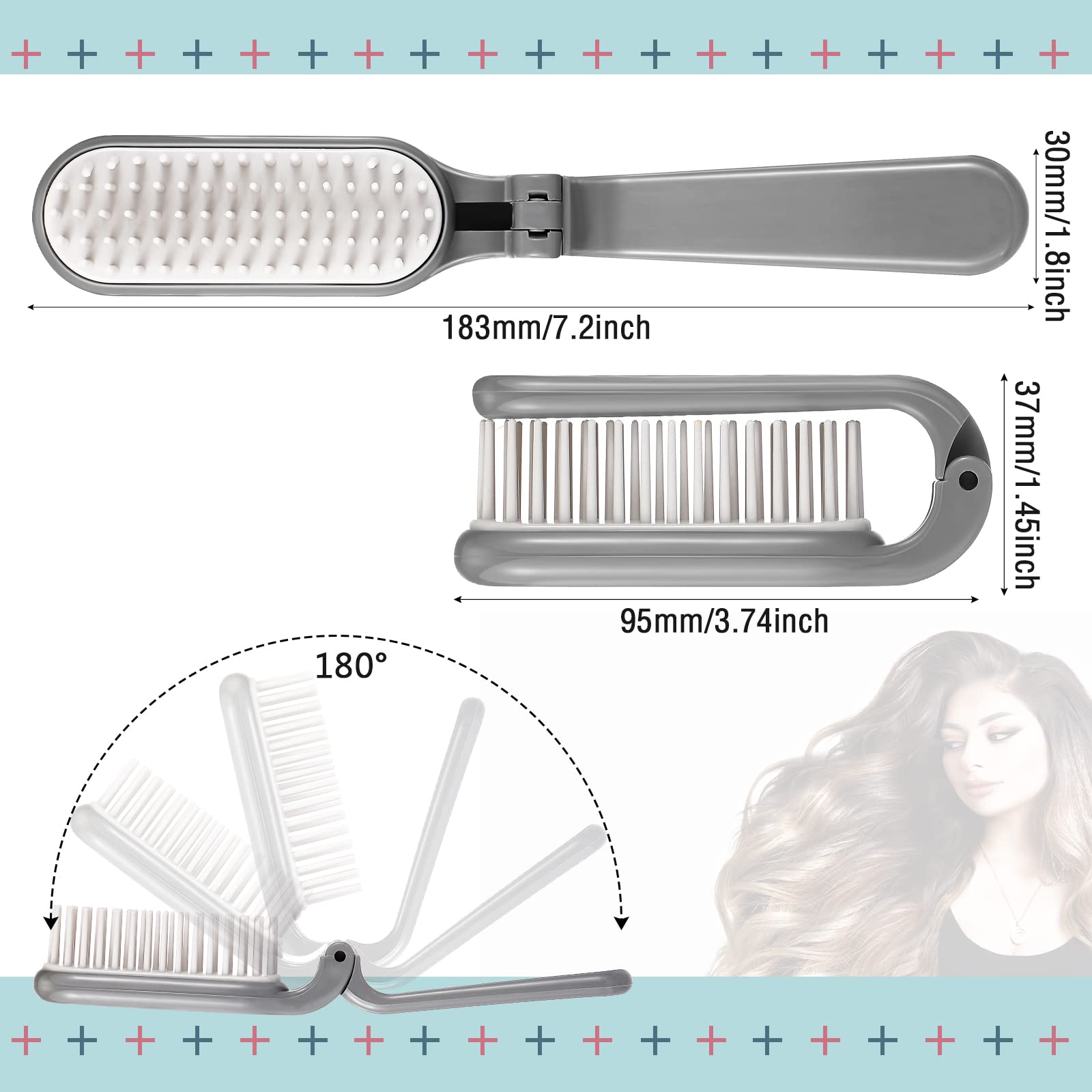 4 Pieces Folding Hair Brush Mini Foldable Hair Combs Compact Portable Pocket Size Travel Hair Brush For Women Men Family School