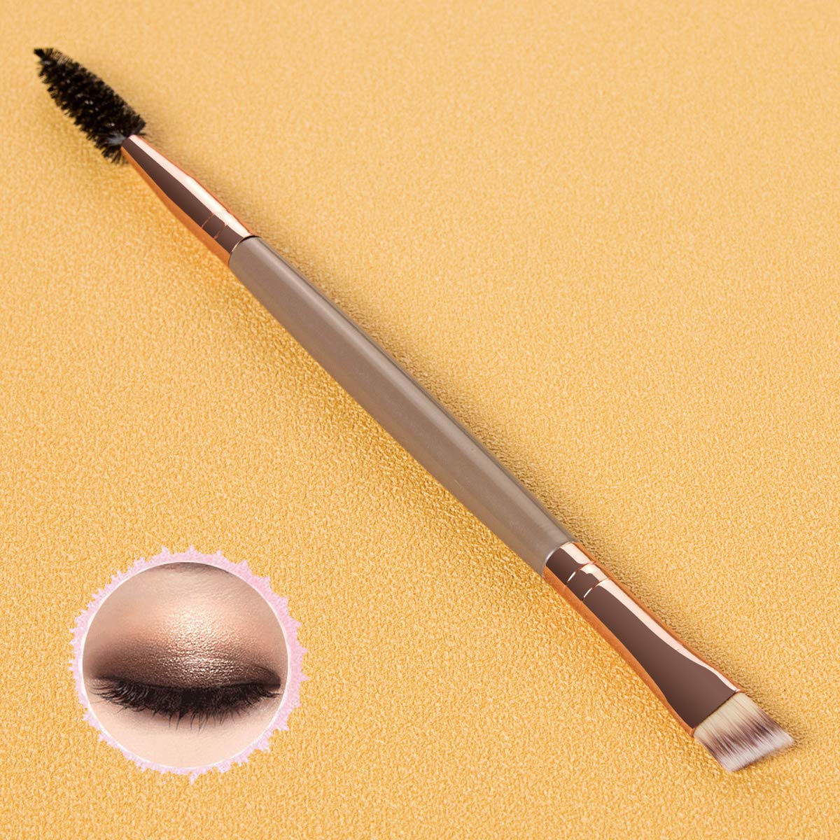 Kingmas Eyebrow Brush, Professional Dual Angled Eye Brow Brush And Spoolie Brush Eyelash Comb Eyebrow Tool (Dark Brown)