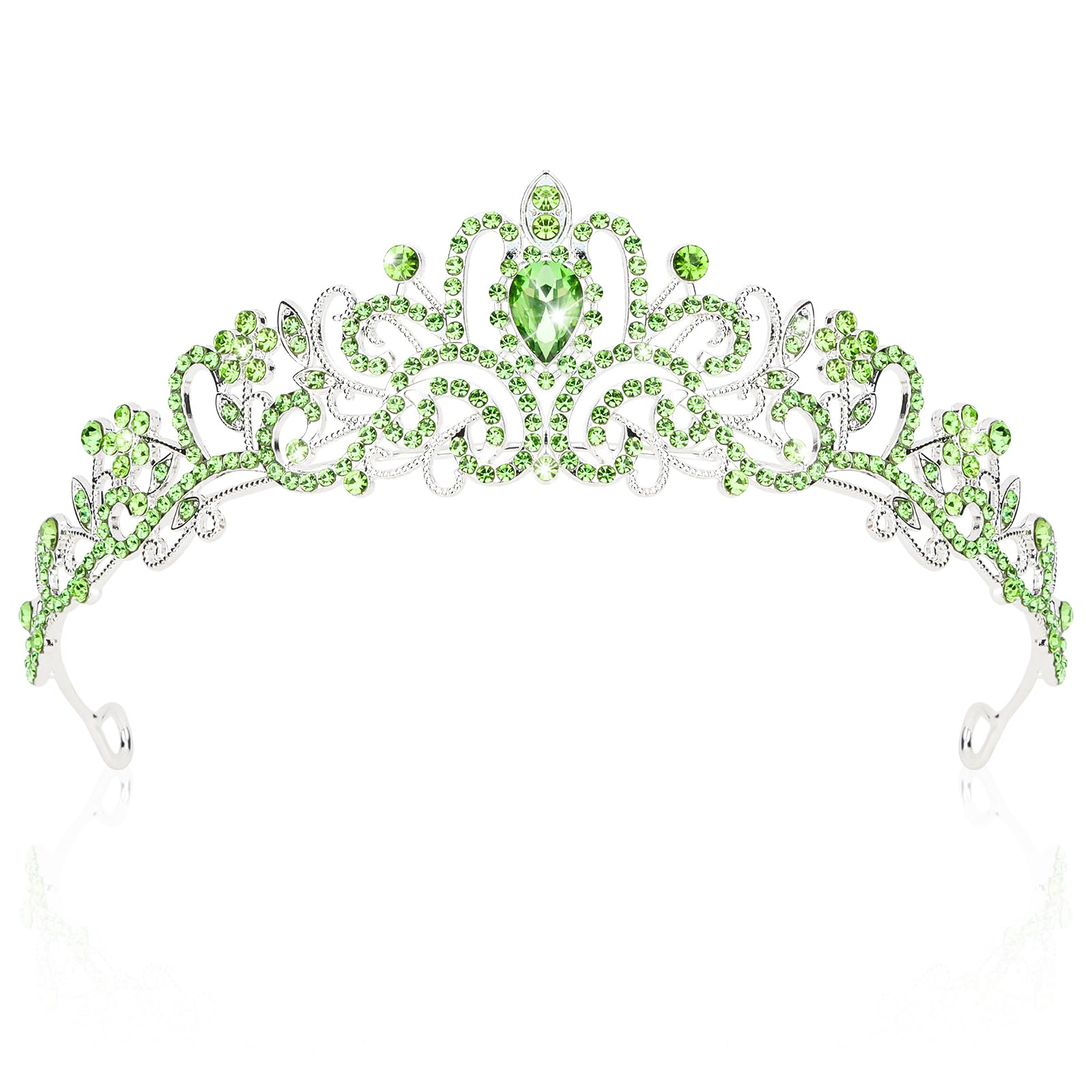 CIEHER Green Crown Green Tiara Prom Crown Women Green Queen Crown Princess Crown for Girls Luxury Rhinestone Green Crown for Bir