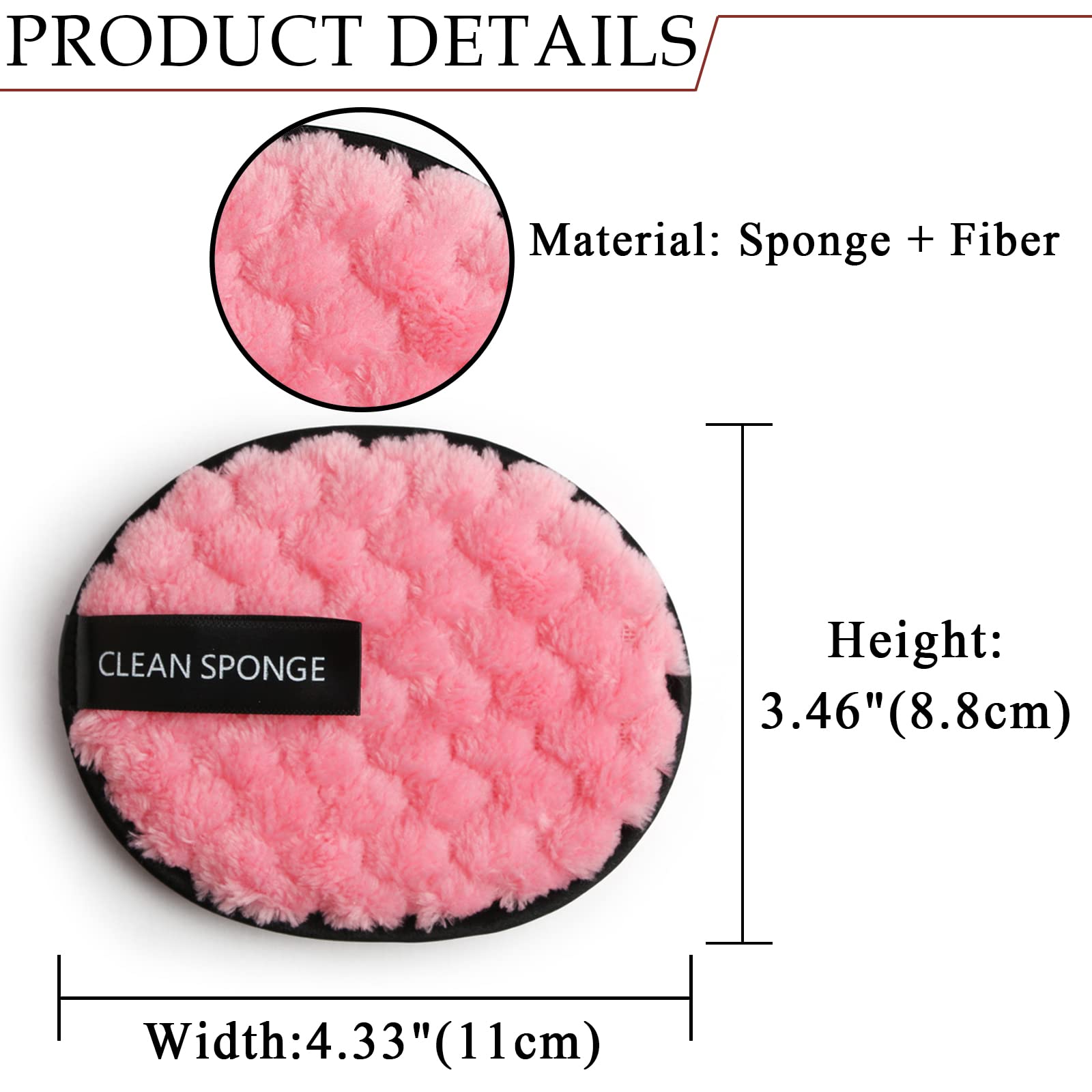 Vtrem 4 Colors Reusable Makeup Remover Pads Soft Facial Cleaning Puffs Towels Face Eye Lip Remover Pads Double-Side Washable Mak