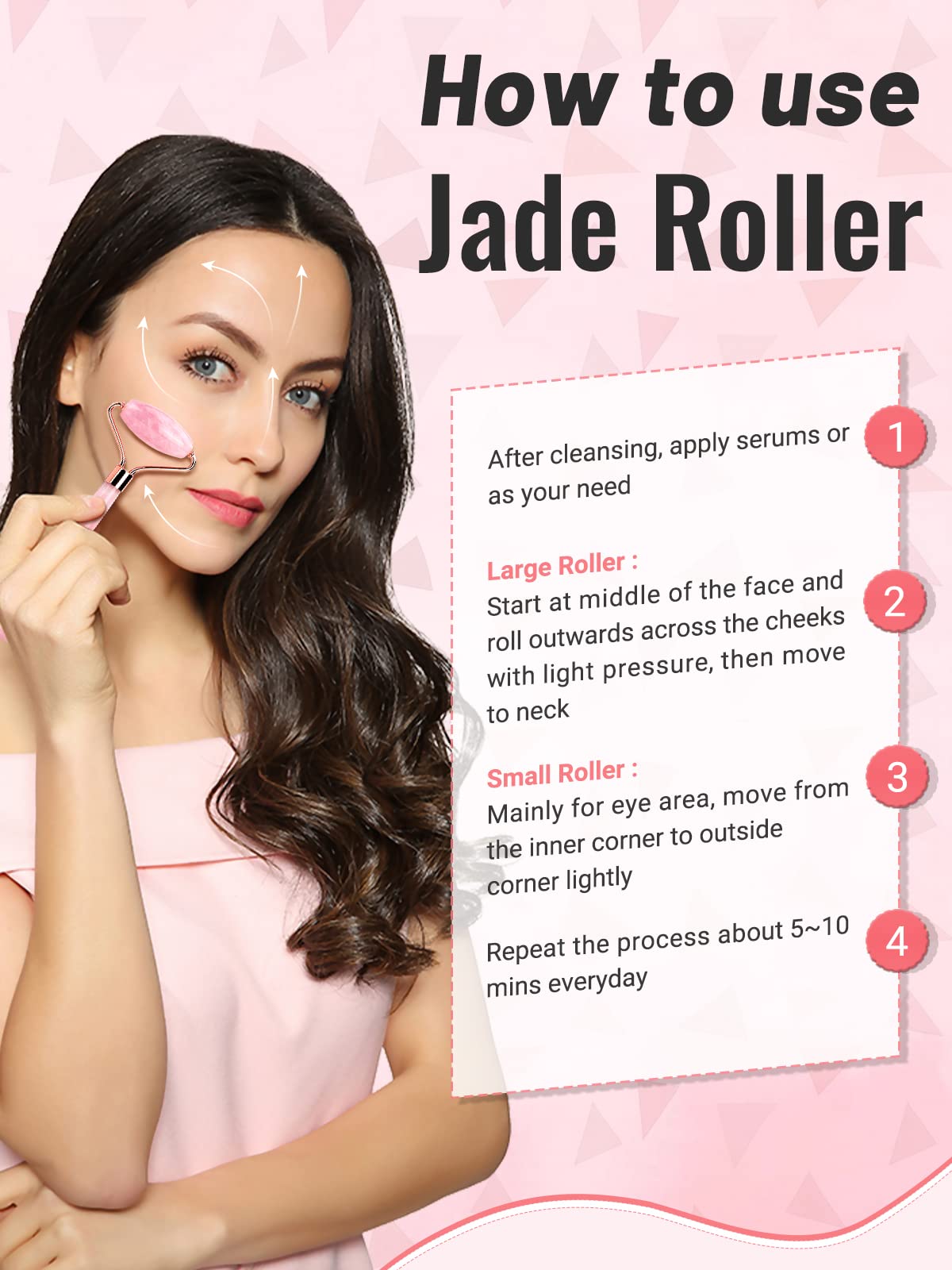Deciniee Jade Roller And Gua Sha Set - Anti Aging Rose Quartz Face Massager For Eye, Neck - Natural Beauty Skin Care Tools Body
