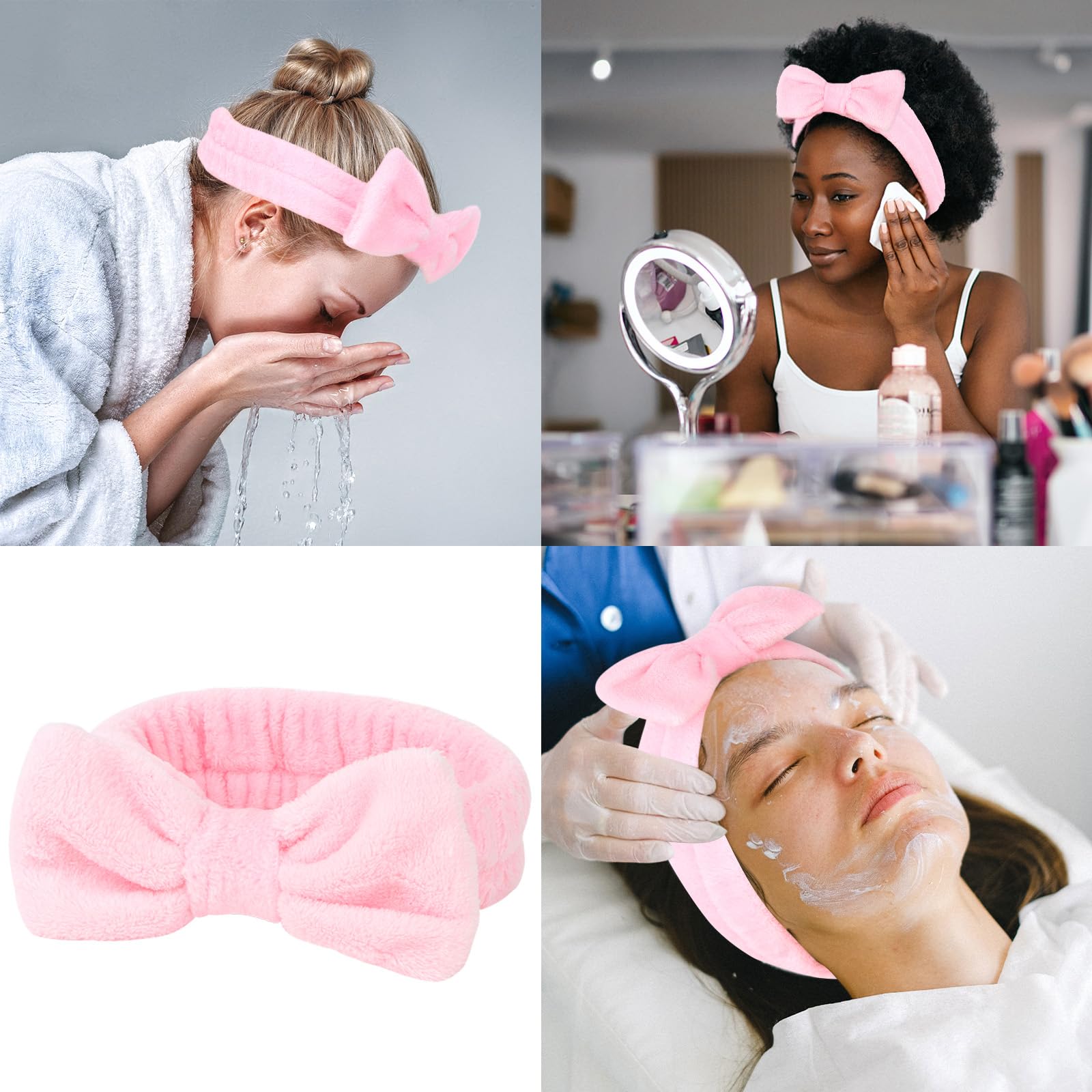 CIEHER 8 Pcs Spa Headbands for Women Girls' Party, Bachelorette Party Favors - Pink Spa Makeup Headband for Teen, Party Gifts fo