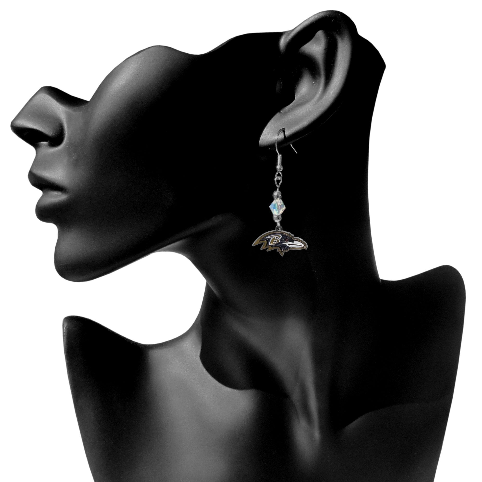 NFL Siskiyou Sports Womens Baltimore Ravens Crystal Dangle Earrings One Size Team Color