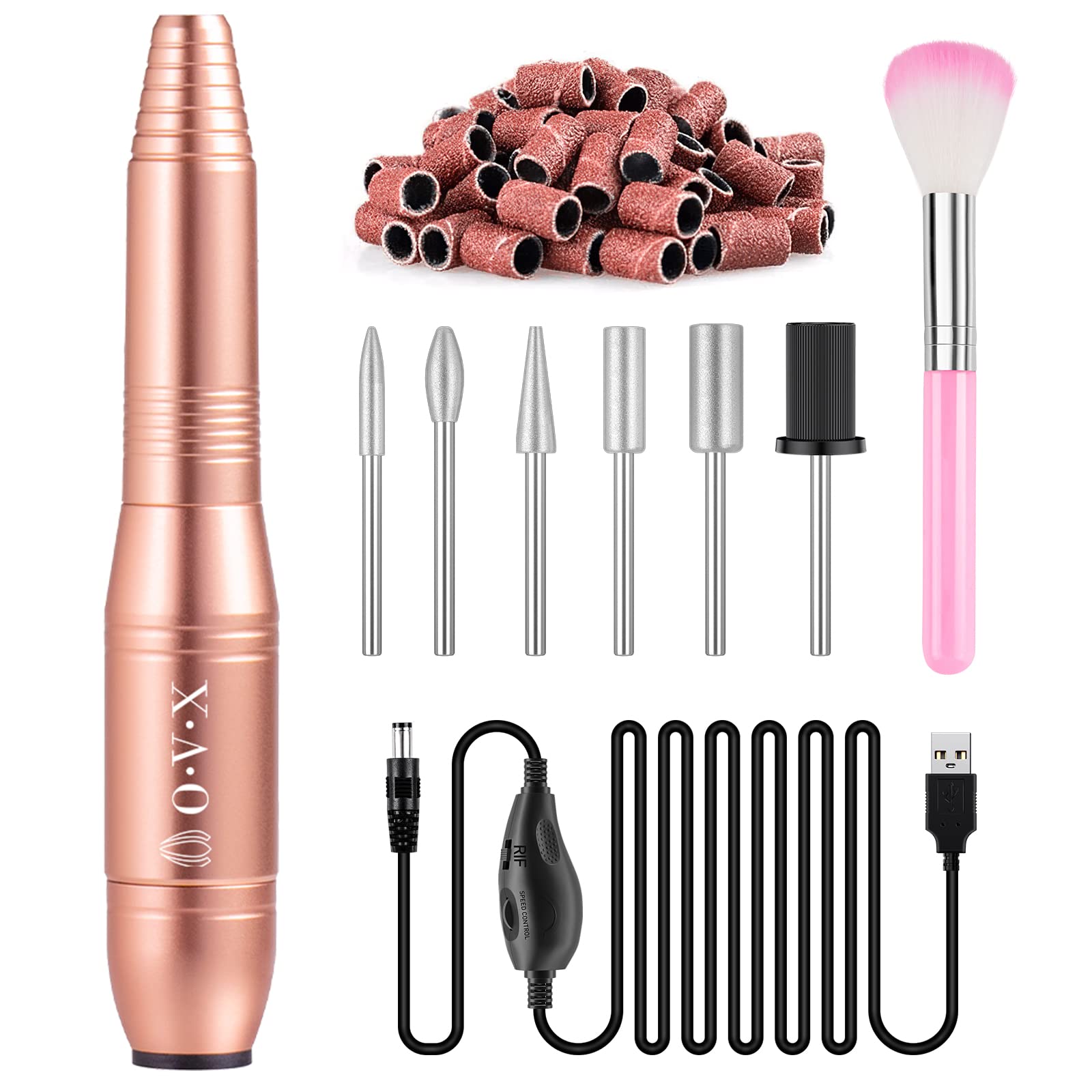 Professional Acrylic Nail Drill, USB Electric Nail Drill Machine, Portable Electrical Nail File Kit for Gel Nails and Home Salon