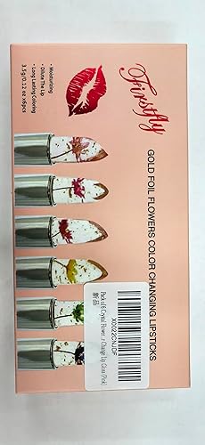 firstfly Crystal Flower Jelly Lipstick Pack of 6, Long Lasting Moisturizer, Color Change, 0.72 oz, Pink
