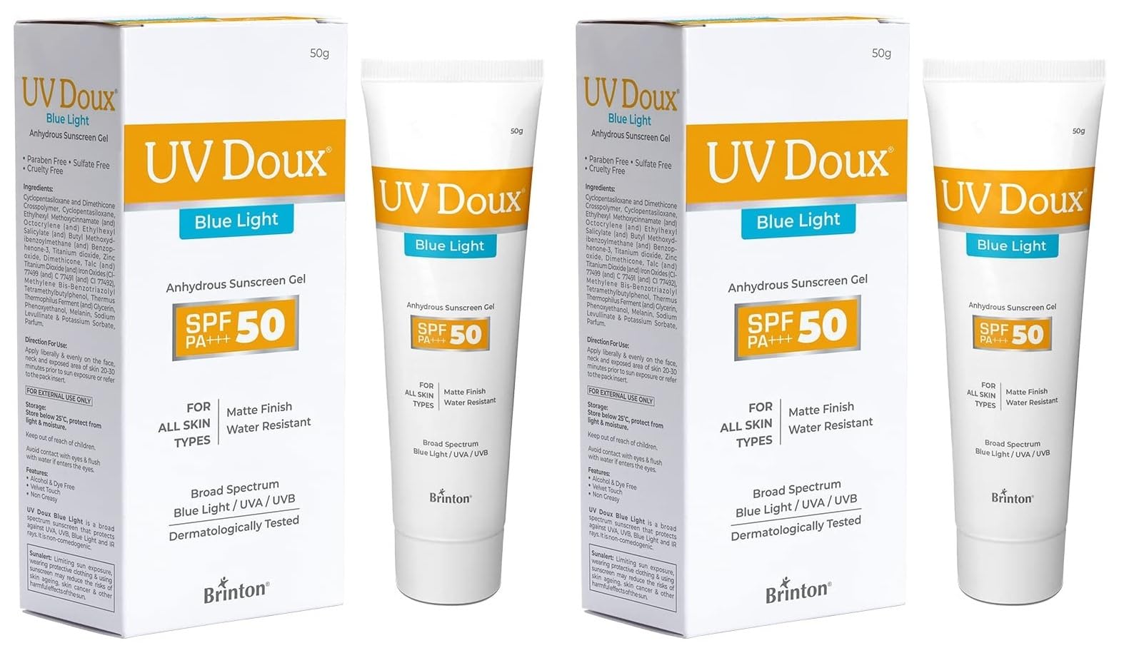 Uv Doux Blue Light Tinted Sunscreen Gel Spf 50 Pa+++|IndiaS No.1 Dermatologist Recommended Brand |Uva/Uvb & Blue Light Protectio