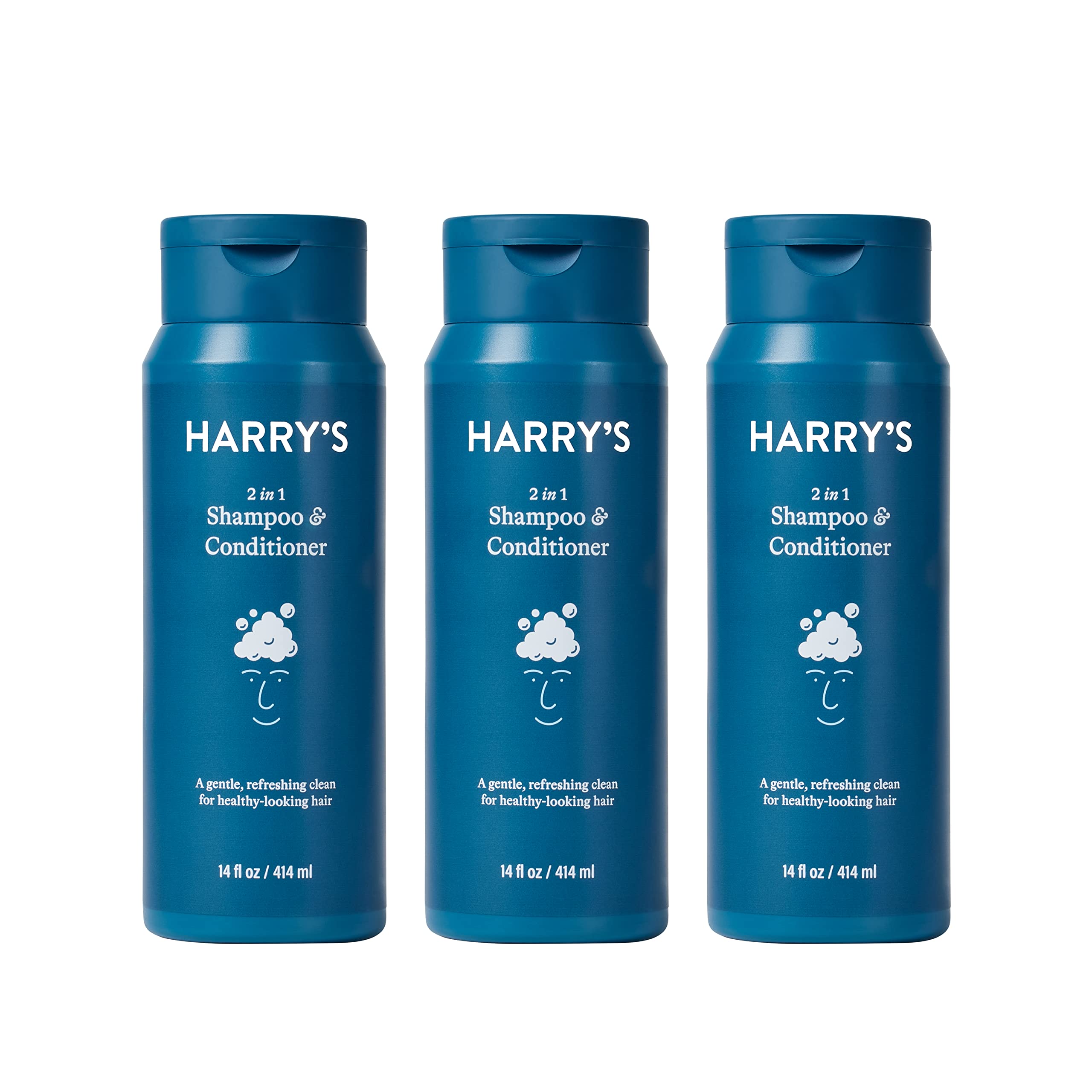 Harrys Mens 2 in 1 Shampoo and Conditioner for All Hair Types | Gentle & Refreshing | 14 Fl Oz, 3 Count