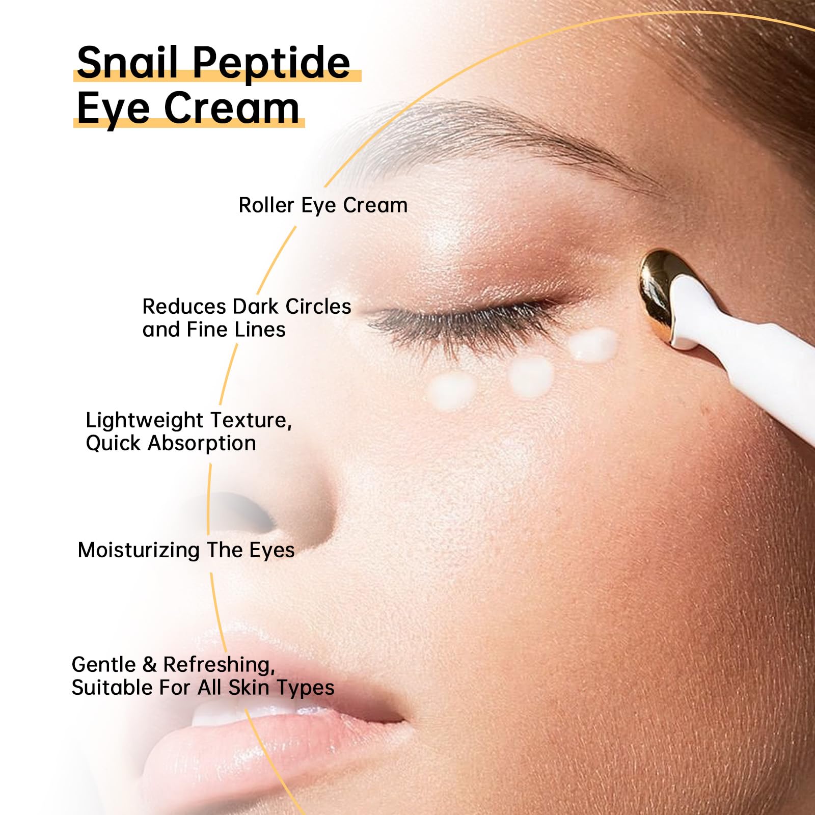 Snail Peptide Eye Cream For Moisturizing, 2 Pcs Snail Mucin Eye Cream With Niacinamide, Hyaluronic Acid, 34 ML Snail Eye Cream F