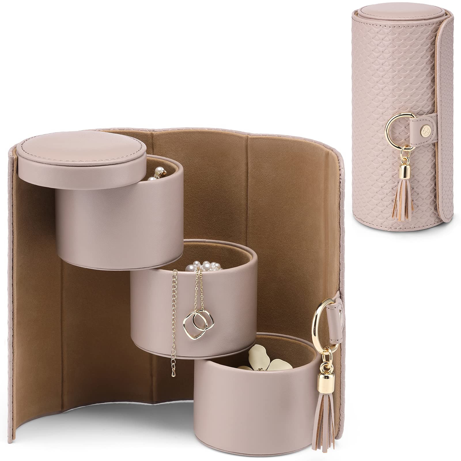 Vlando Travel Jewelry Box, Travel Jewelry Case for Women Girls, Earring organizer Necklacke Organizer Ring Organizer Box with Ha