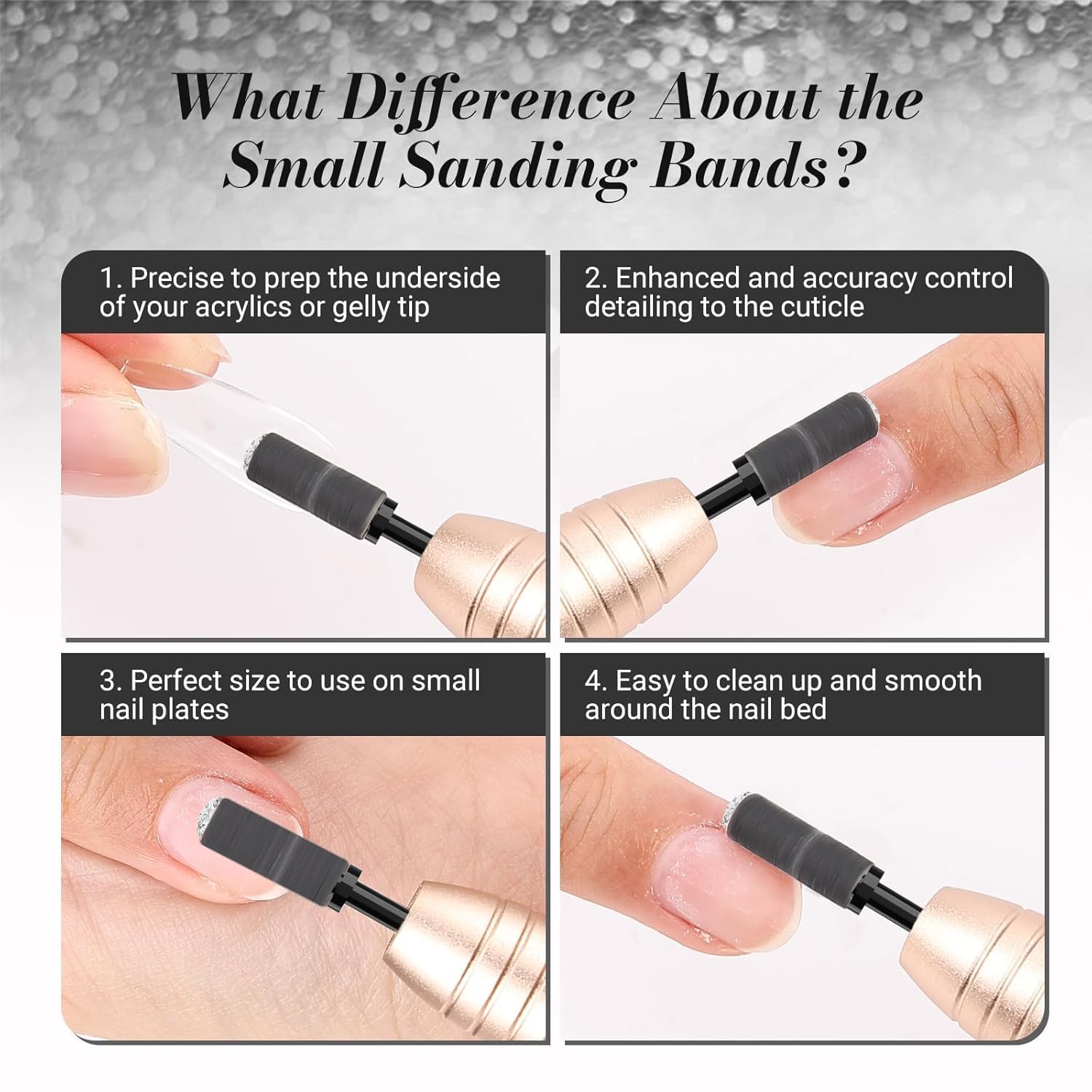 Melodysusie 120 Pcs Nail Drill Bits Small Sanding Bands For 3.1Mm Mandrel Bit, 120 Medium Grit Nail File For Acrylic Nails Gel M