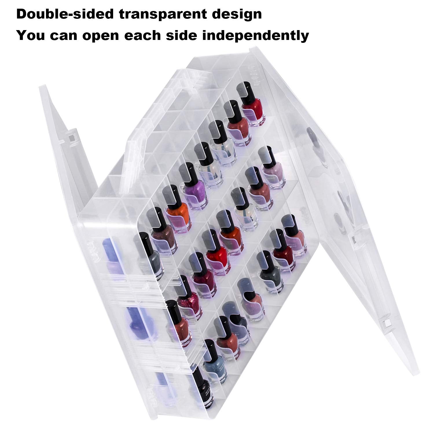 Dreamgenius Nail Polish Organizer Case For 48 Bottles With 2 Nail Separators, Double Side Gel Nail Polish Holder With Adjustable