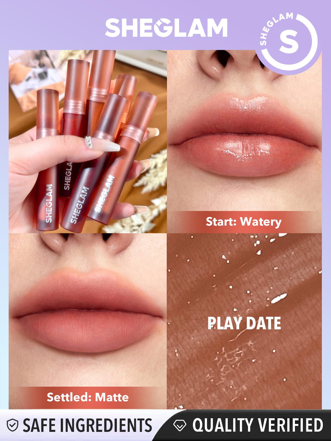 SHEGLAM Soft Haze Lip Blur Waterproof Liquid Lipstick - Matte Lip Tint, 0.09 oz, Play Date