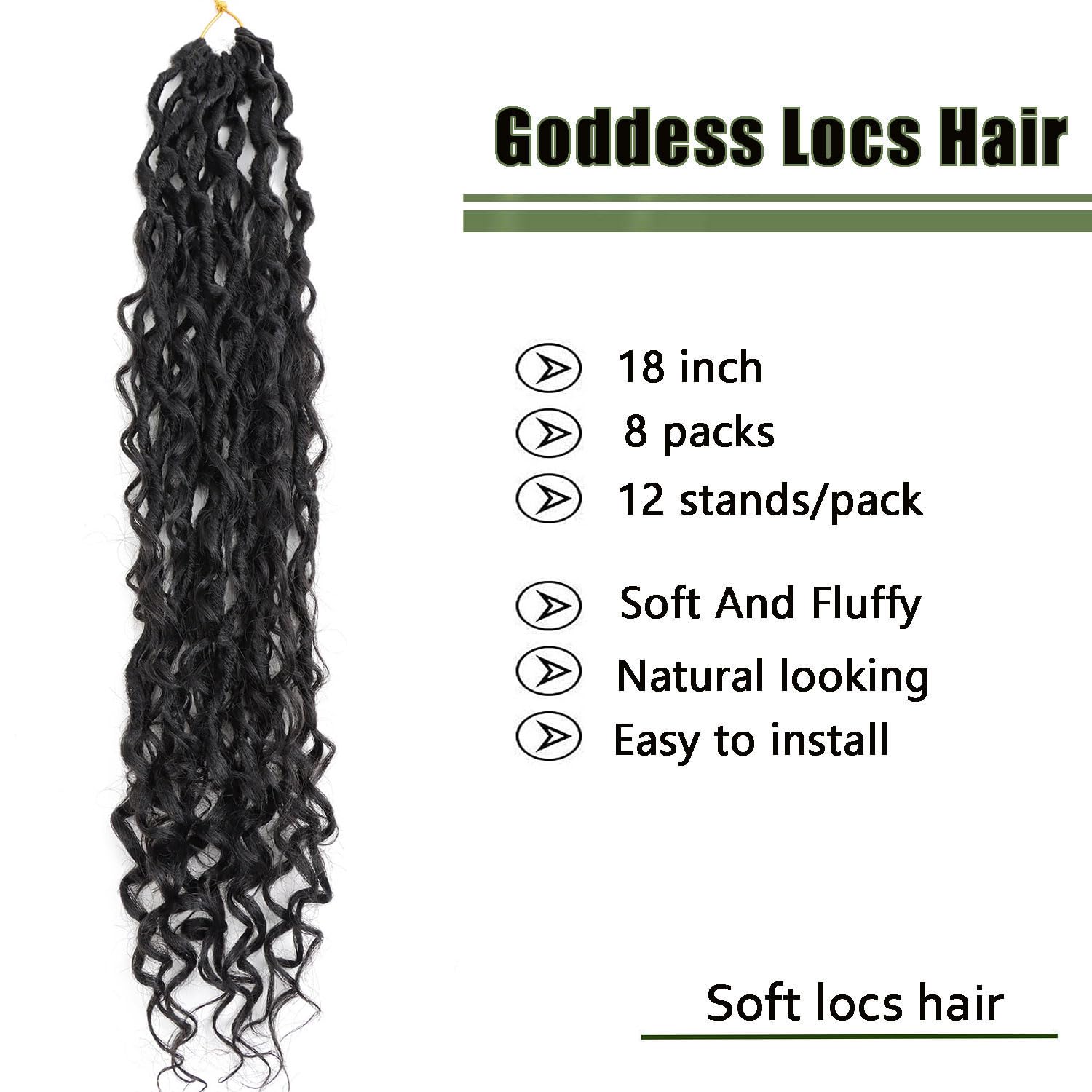 Lmzim 18 Inch Goddess Locs Crochet Hair 8 Packs Faux Locs Crochet Braids For Black Women Soft Locs Crochet Hair Pre Looped River