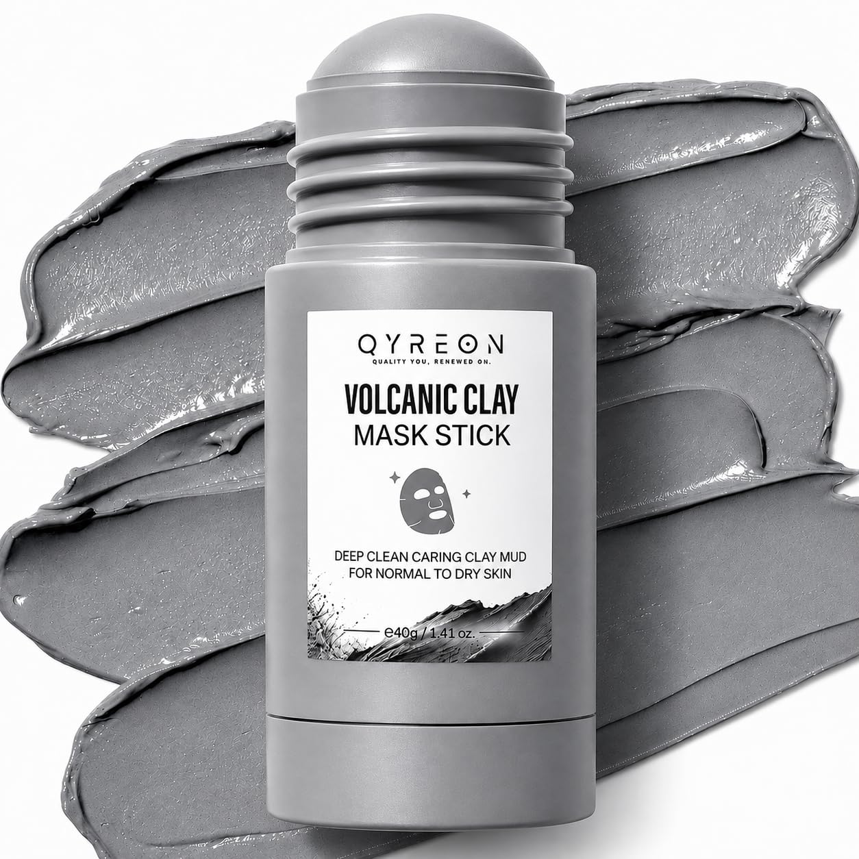 QYREON Volcanic Clay Mask Stick for Oily Skin  Blackhead Remover Mud Mask, Oil Control Deep Pore Cleansing Twist Up Wash Off Fa