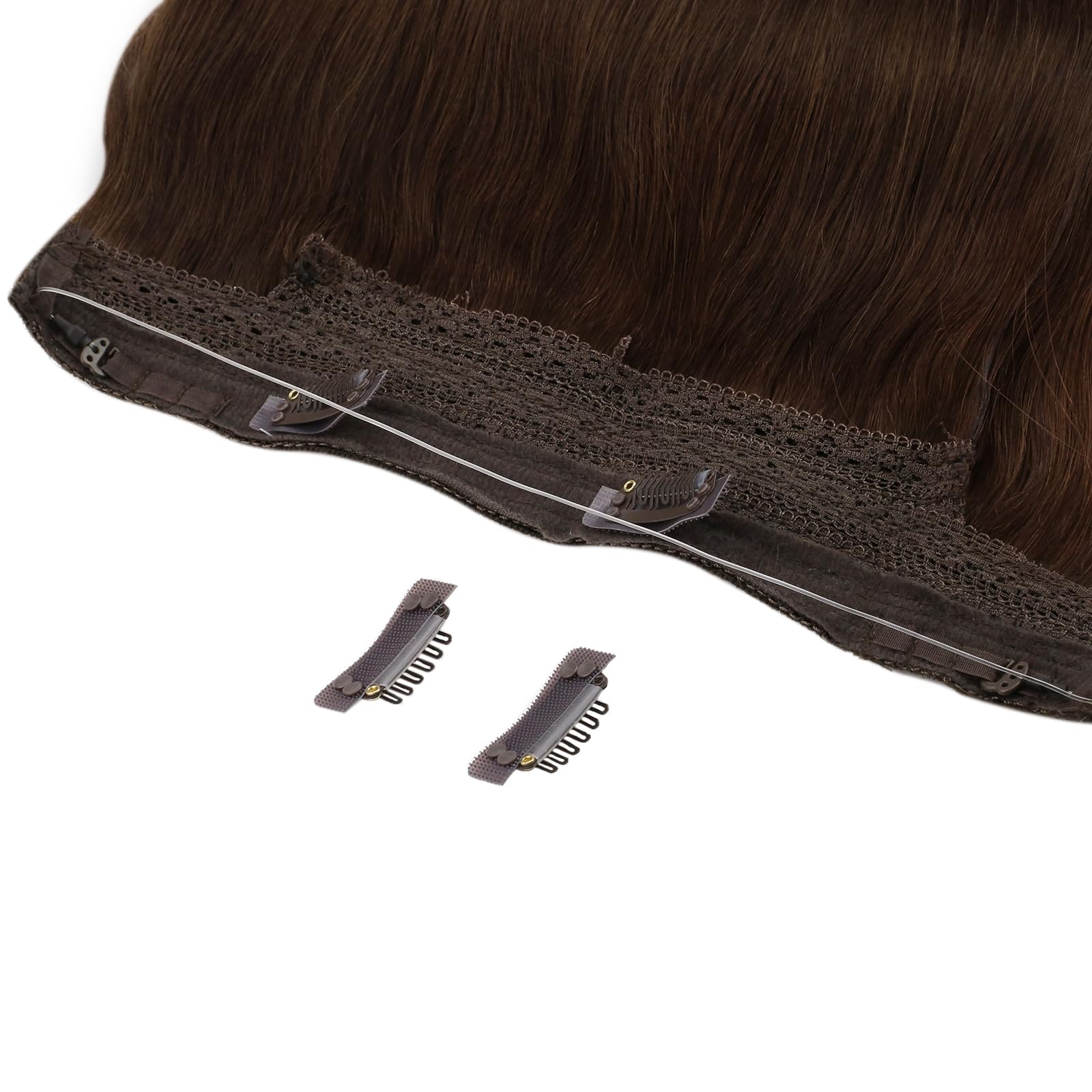 Sunny 100g Brown Wire Hair Extensions Real Human Hair Chocolate Brown Wire Extensions Natural Hair Brown Fish Line Hair Extensio