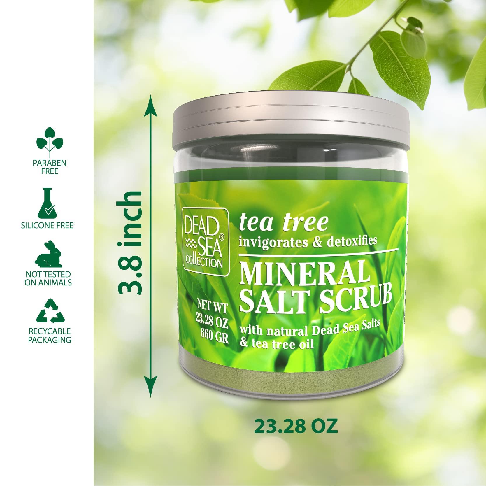 Dead Sea Collection Salt Body Scrub - Large 2328 Oz - With Tea Tree - Exfoliating Effect - Includes Organic Essential Oils And N