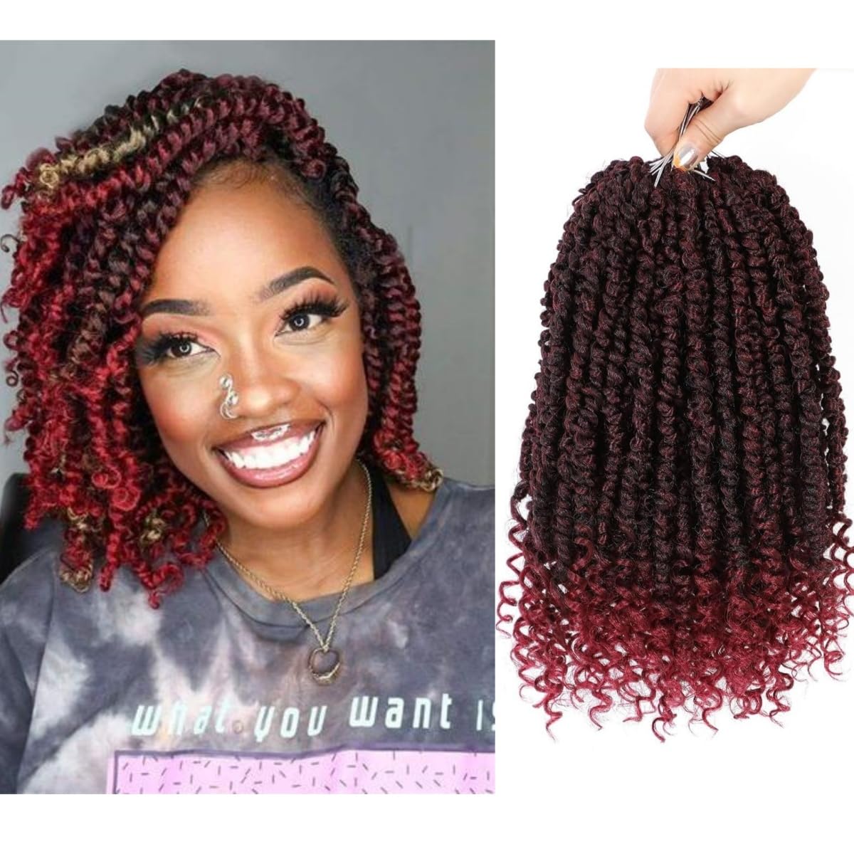Passion Twist Crochet Hair,Pretwisted Passion Twist Hair,Passion Twist Hair 10 Inch,Short Passion Twist Crochet Braids,Pre Loope