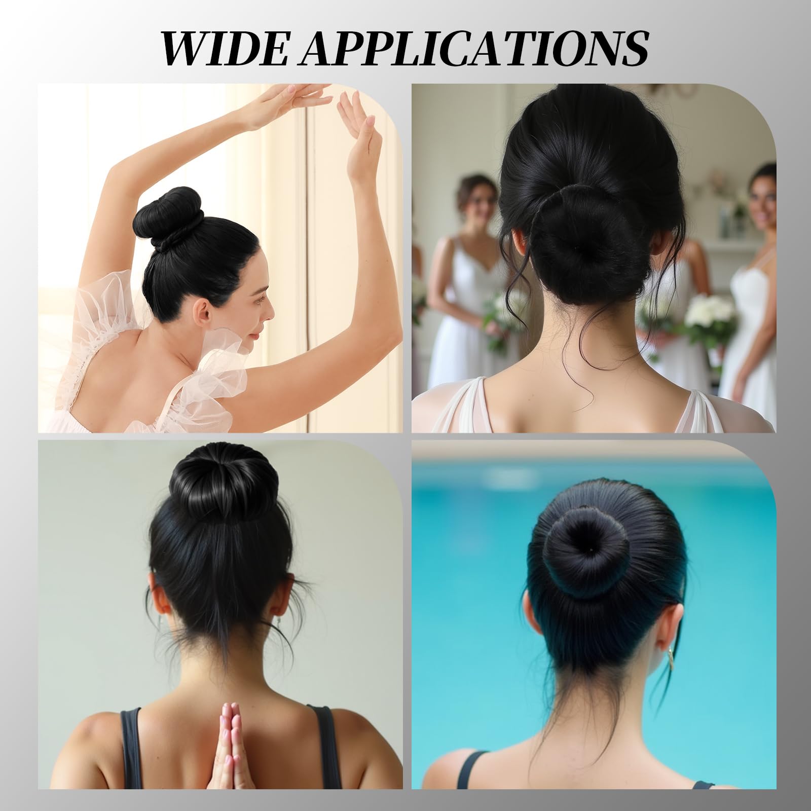 Teenitor Donut Hair Bun Maker Set, Hair Nets For Buns, 4 Pcs Medium Donut Shapers, 10 Pcs Invisible Hair Nets, 10 Pcs Bobby Pins