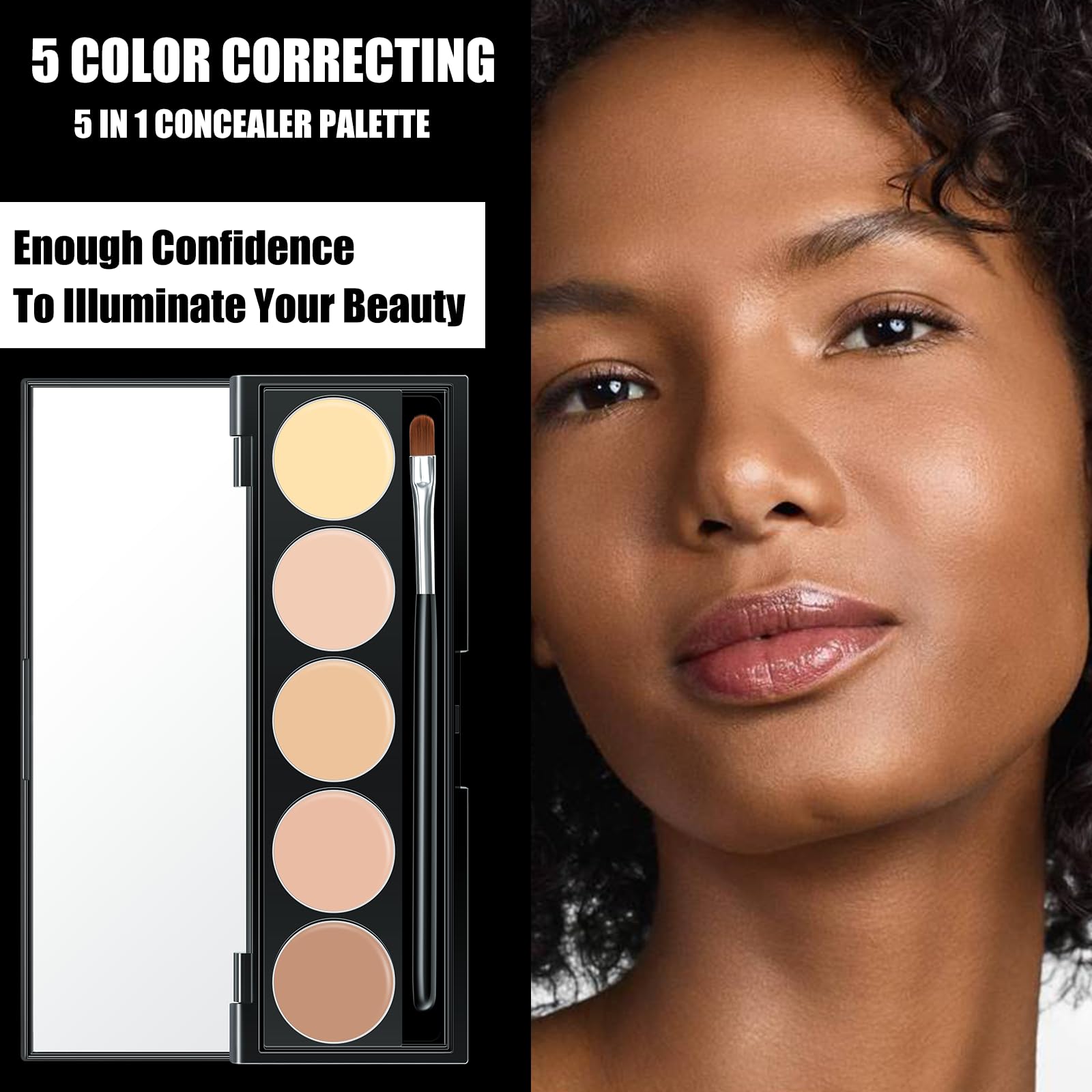 Falocutus 5 In 1 Multi-Use Correcting Concealer Palette,Waterproof Long Lasting Contour Palette,Professional Creamy Concealer Ki