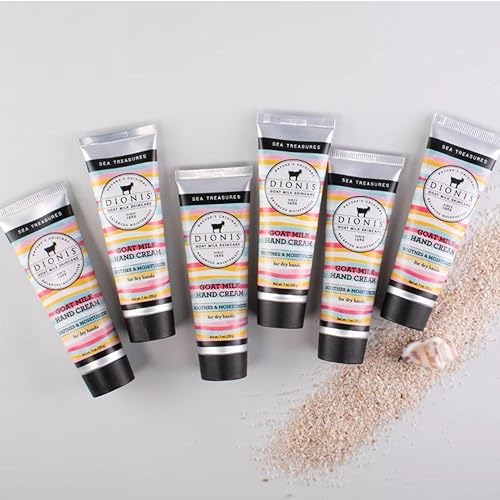 Dionis goat Milk Skincare - 5 Pack of 1 oz Hand creams (creamy coconut  Oats, Peppermint Twist, Sea Treasures, Sugarberry, Vanil