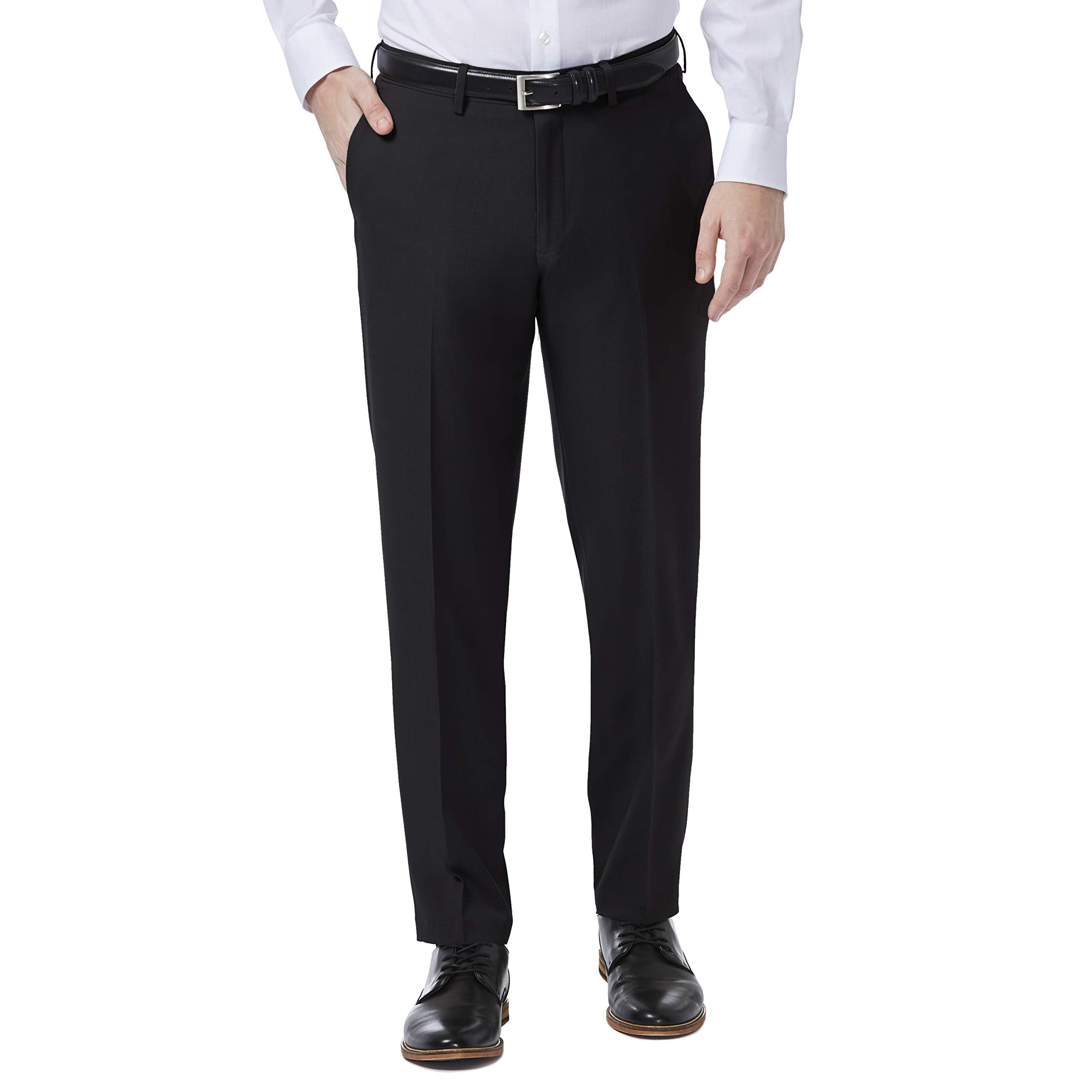 Haggar Mens Premium comfort Dress Slim Fit Flat Front Pant, grey, 34x30