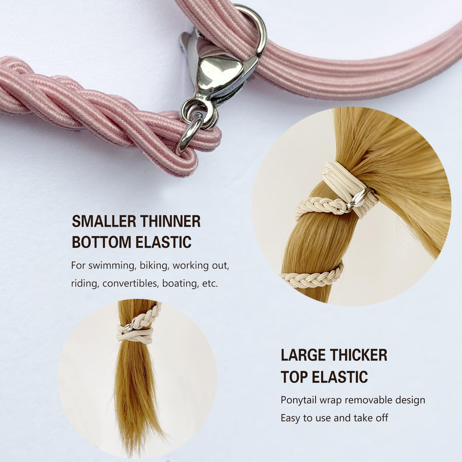 3 Packs 16'' Elastic Hair Ties For Thin Hair, Strong Braided Hair Bands For Women'S Hair Long Ponytail Holders Stretchy Pony Tai