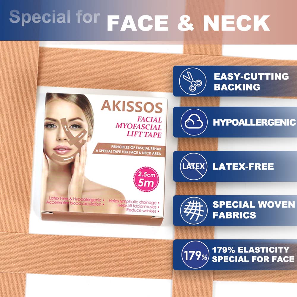 Akissos Facial Myofascial Lift Tape Face Lift Tape Face Toning Belts Anti Wrinkle Patches Anti Freeze Stickers Neck Lift Tape Un