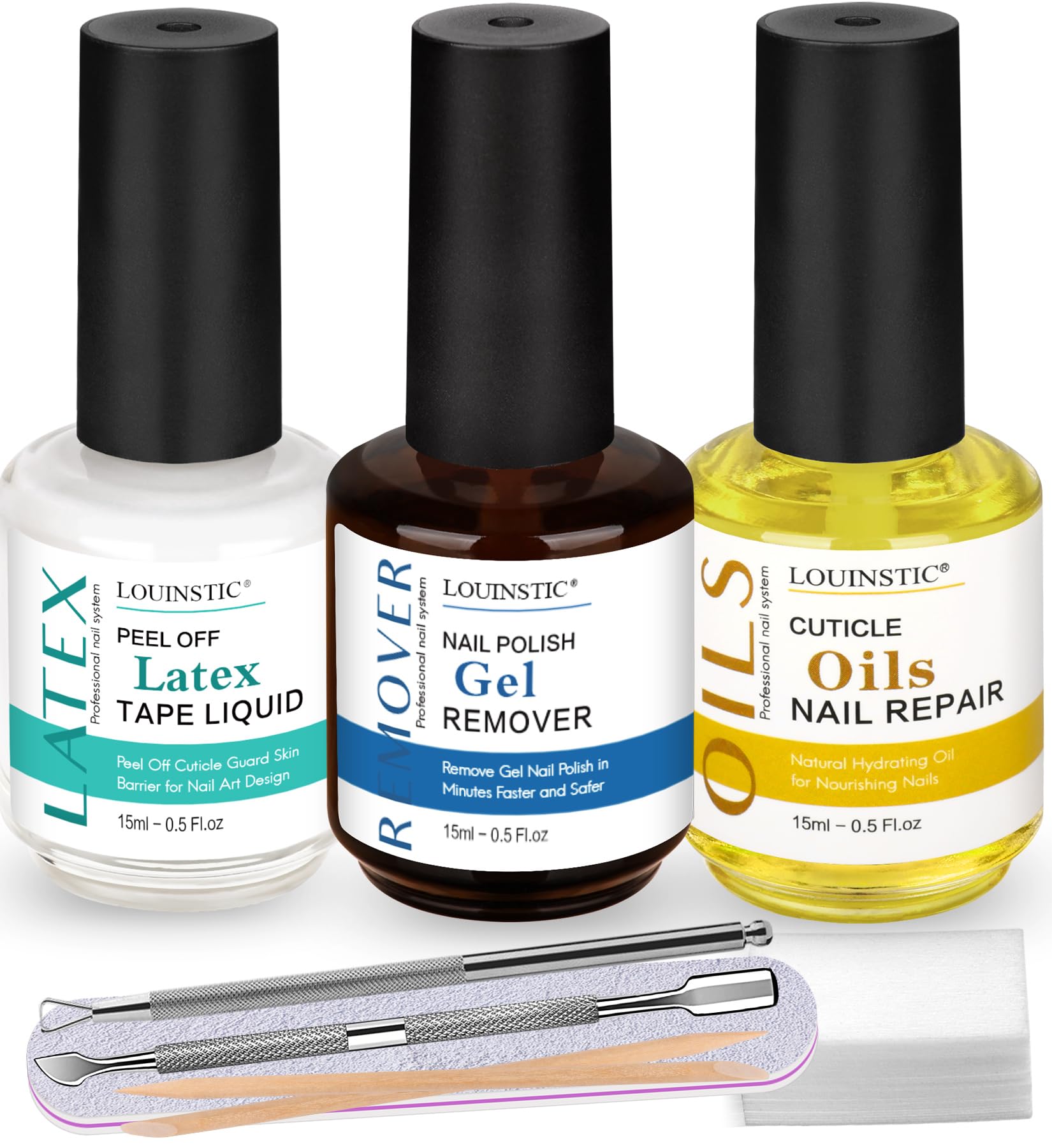 Louinstic Gel Nail Polish Remover - Quick Gel Polish Remover For Nails In 3-5 Minutes, Gel Nail Remover With Nail Cuticle Oil An