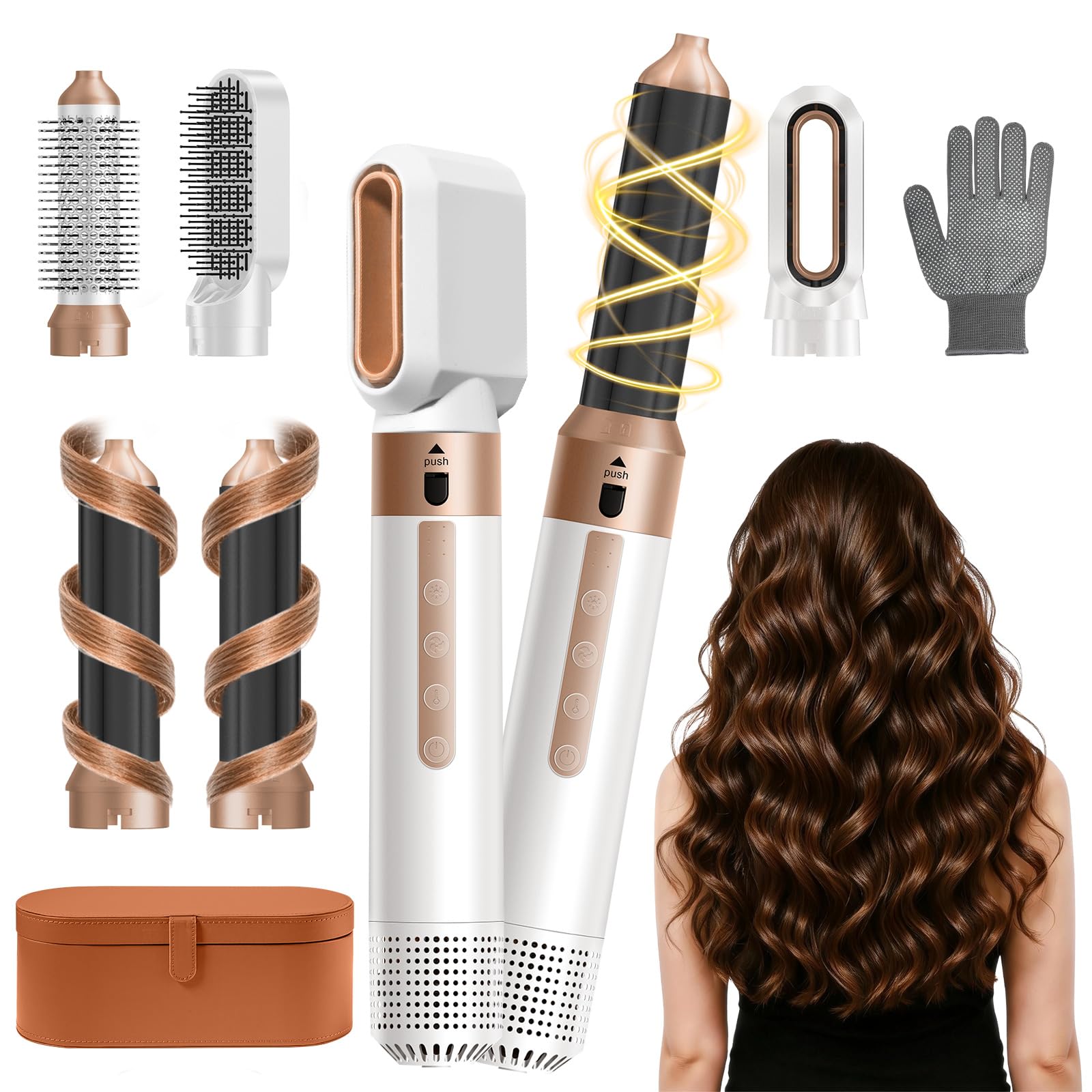 5in1 Hair Styler, Hot Air Brush Set, Detachable Hair Dryer Brush Air Curler Air Styler Wrap, Hair Styling Tool for Curling, St
