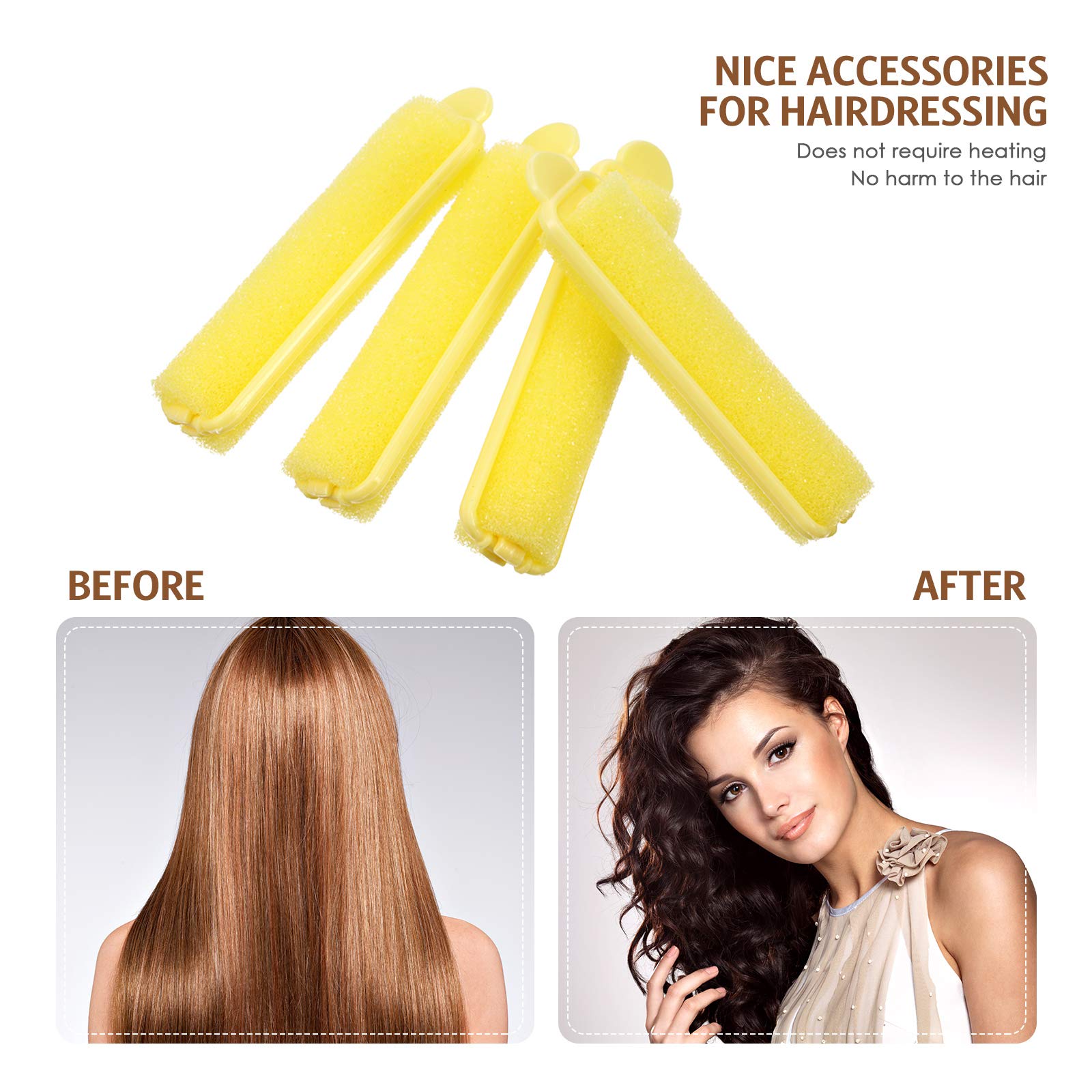 43 Pieces Soft Foam Sponge Hair Rollers 0.59 Inch Set With Stainless Steel Comb For Curling And Styling (Yellow)