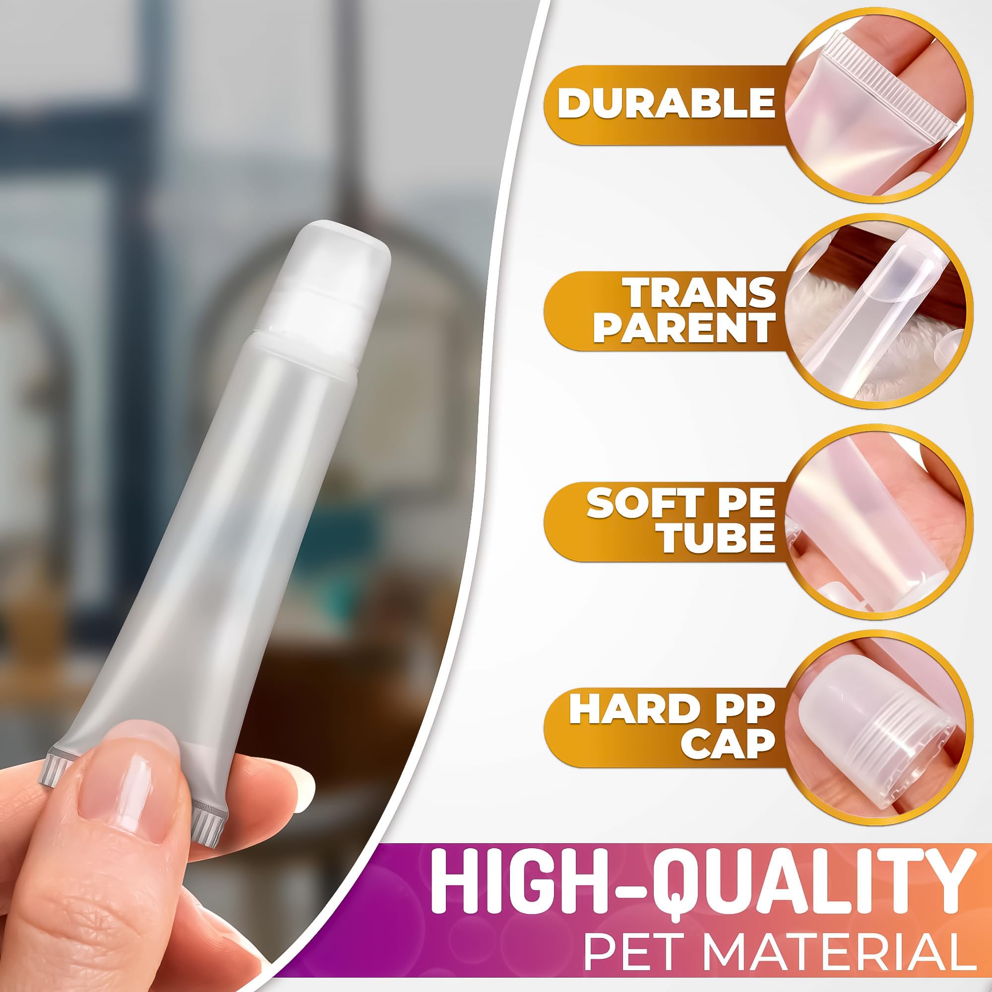 90Pcs Clear Lip Gloss Tubes - Travel Toothpaste Container Refillable Squeeze Tubes Clear Lip Gloss Containers Lip Balm Tubes Cut