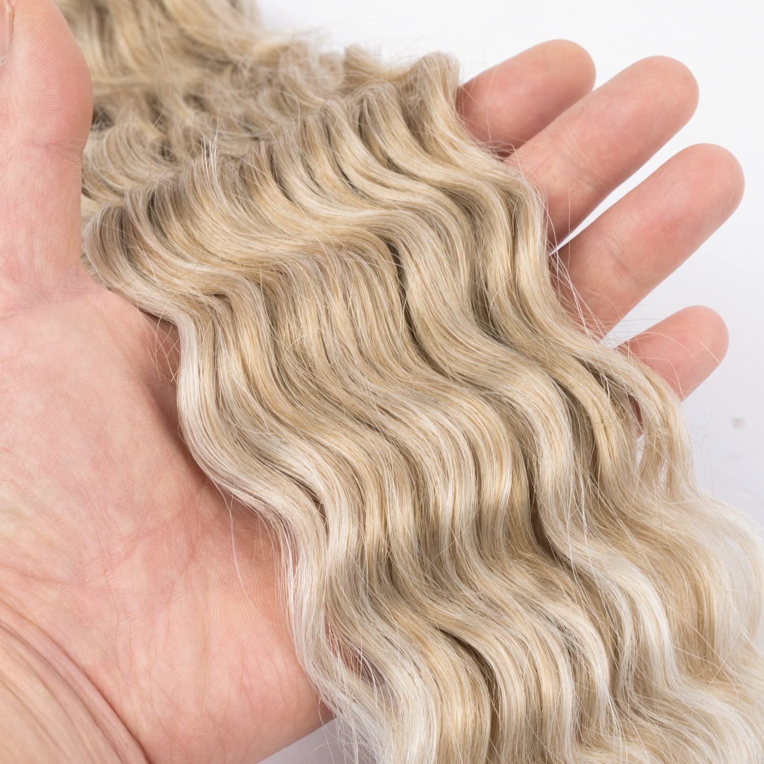 Curly Braiding Crochet Hair Blonde 22inch Ocean Wave Crochet Hair Wavy Synthetic Ombre Crochet Hair 6Packs #18/56c Blond mix Pla