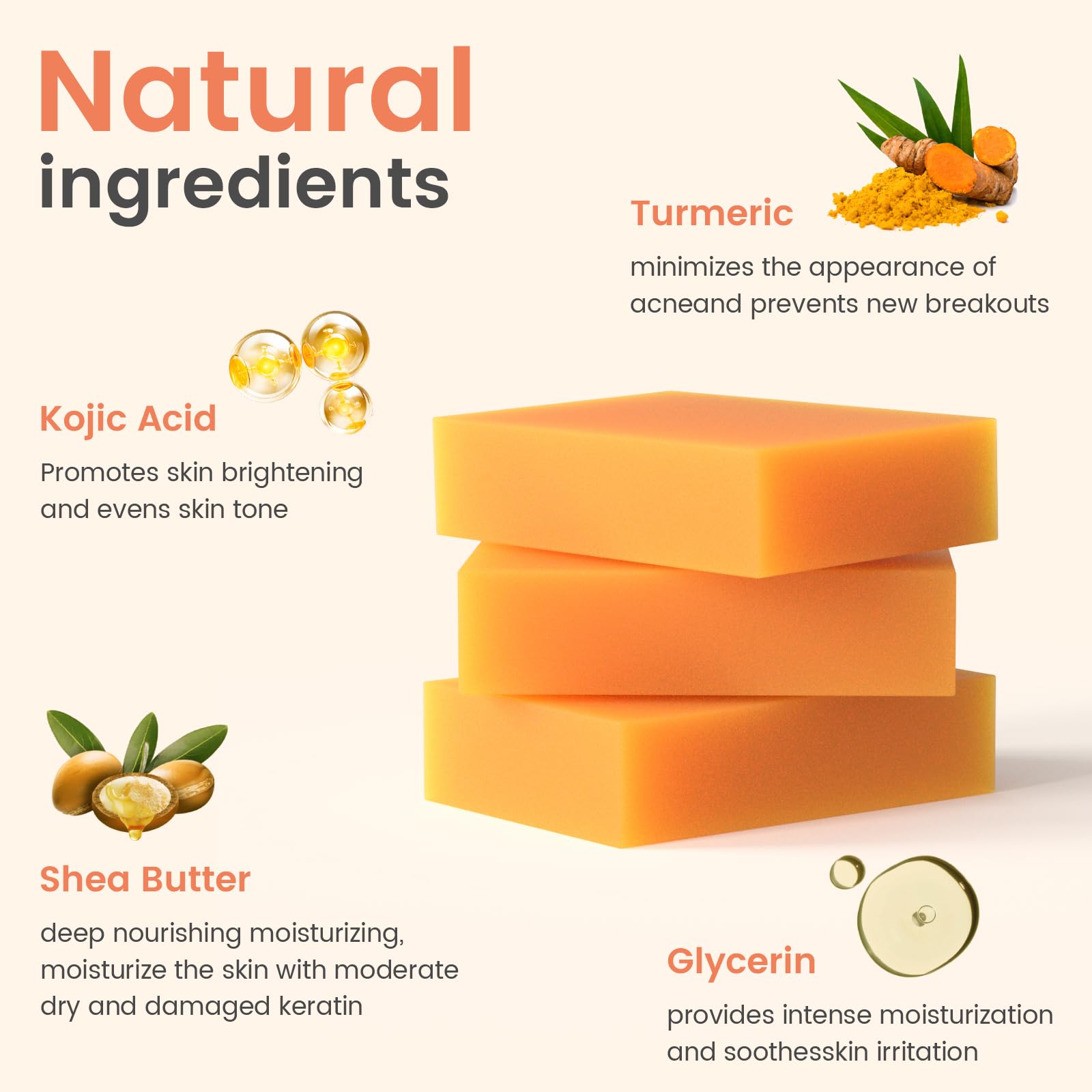 YOSEGOOTER Turmeric Kojic Acid Soap Bars - Face&Body Dark Spots Remover, Natural and Organic Ingredients Skin Care Body Wash Pad