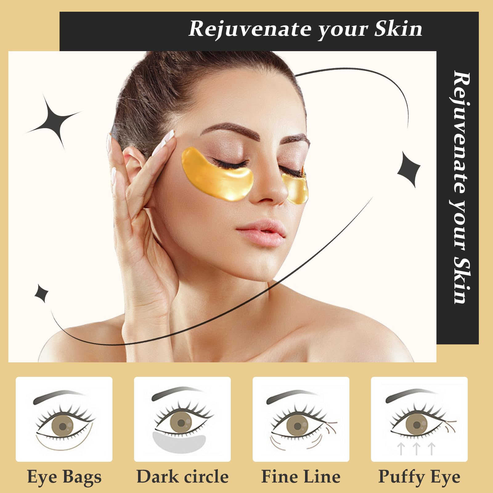 Adofect 31 Pairs Under Eye Patches -Reduce Eye Bags -24K Gold Eye Mask Collagen Under Eye Gel Pads For Puffiness And Dark Circle