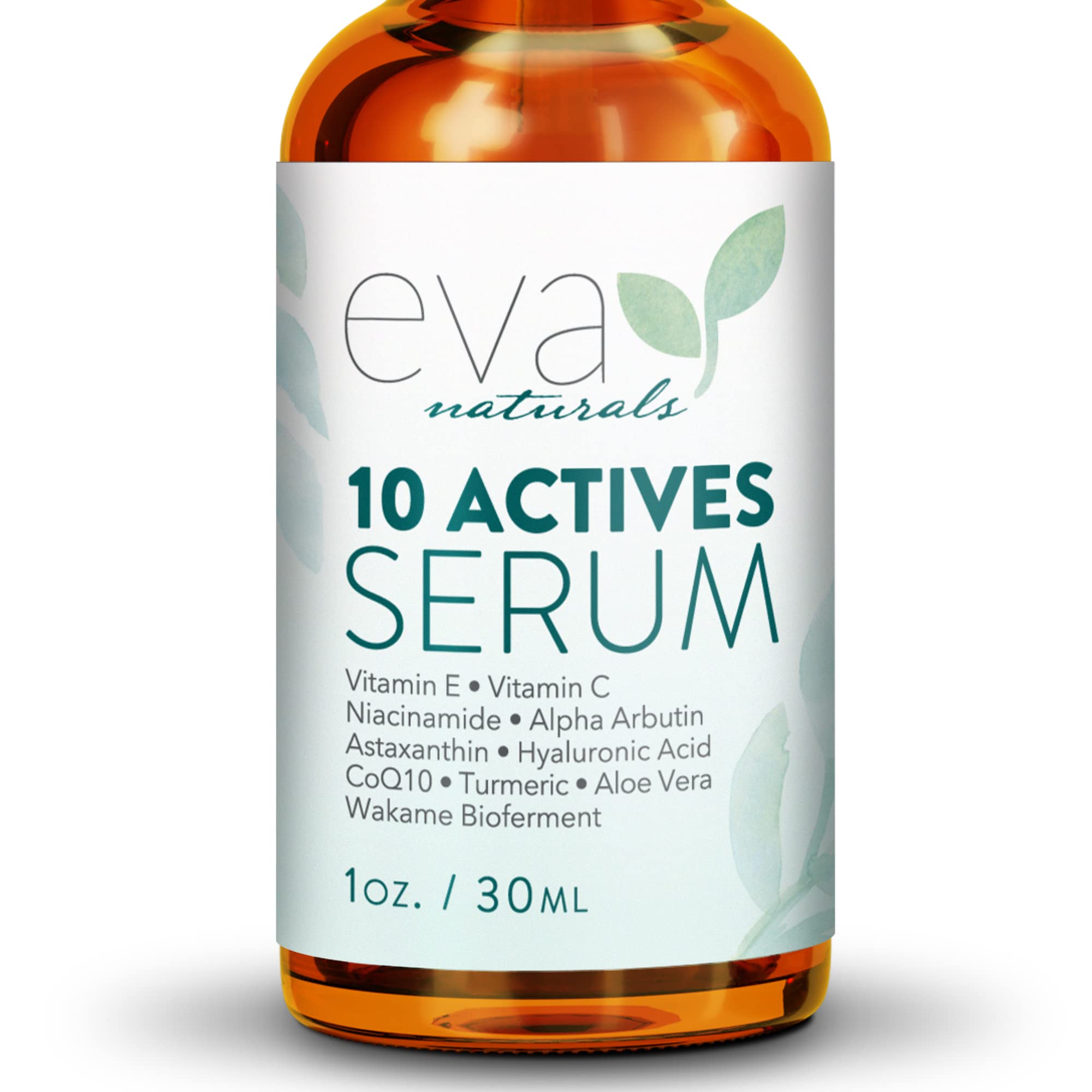 10 Actives Facial Serum (1oz) - Radiance & Tone Enhancing Complex - With Niacinamide, Vitamin C, and Hyaluronic Acid - Hydrating